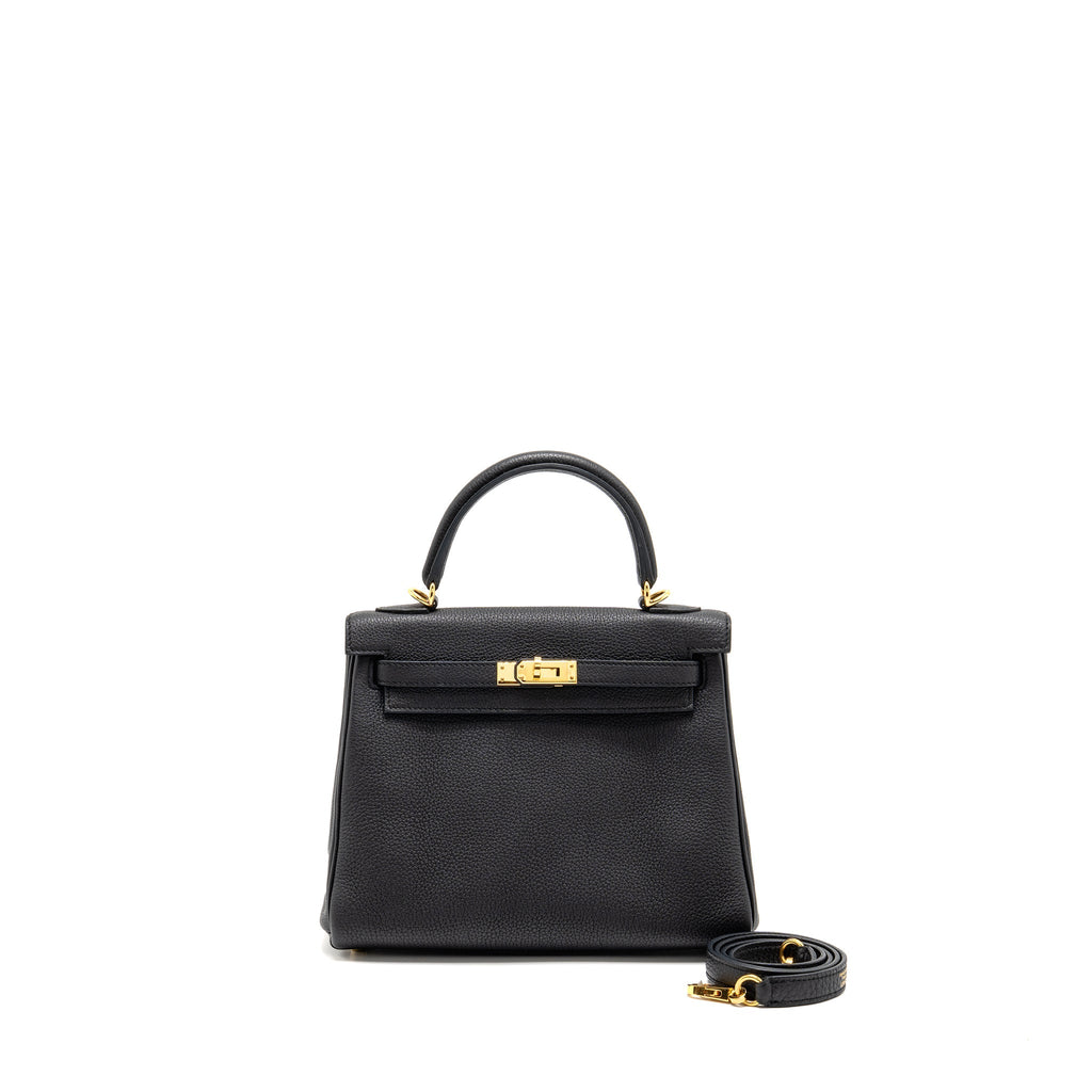 HERMES KELLY 25 TOGO BLACK GHW