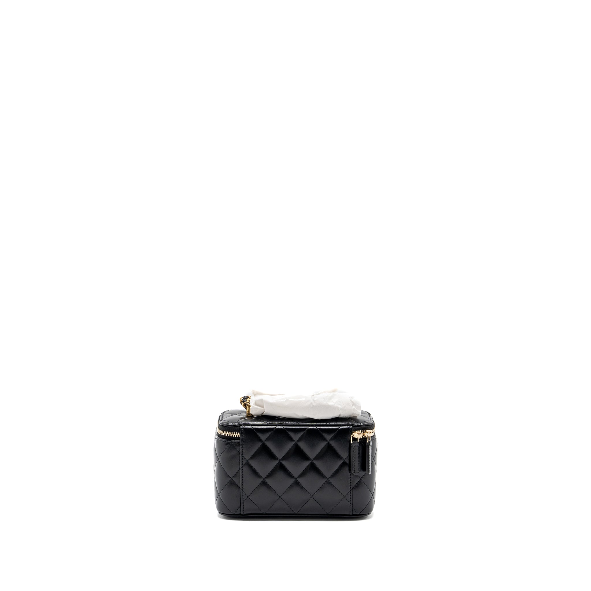 CHANEL 24C GOLD CRUSH LONG VANITY CASE SHINY CALFSKIN BLACK GHW (MICROCHIP)