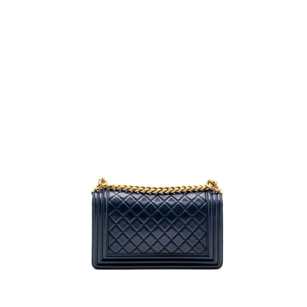 CHANEL MEDIUM BOY BAG LAMBSKIN BLUE GHW