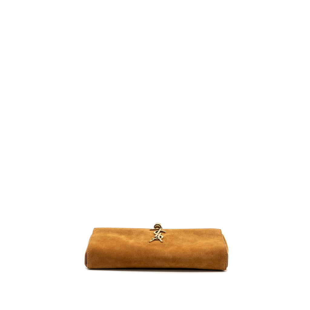 SAINT LAURENT KATE TASSEL CROSSBODY BAG SUEDE BROWN GHW