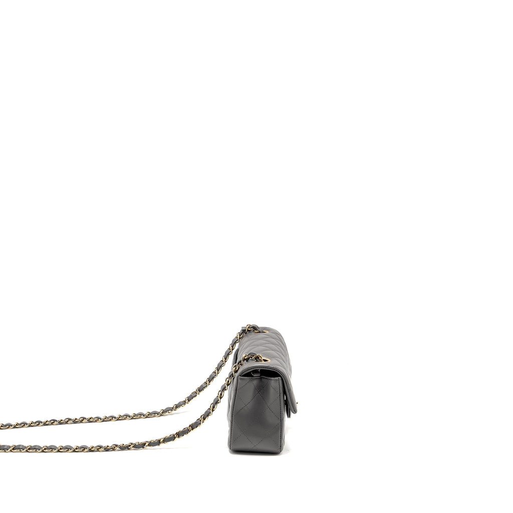 CHANEL MINI RECTANGULAR FLAP BAG LAMBSKIN GREY LGHW (MICROCHIP)