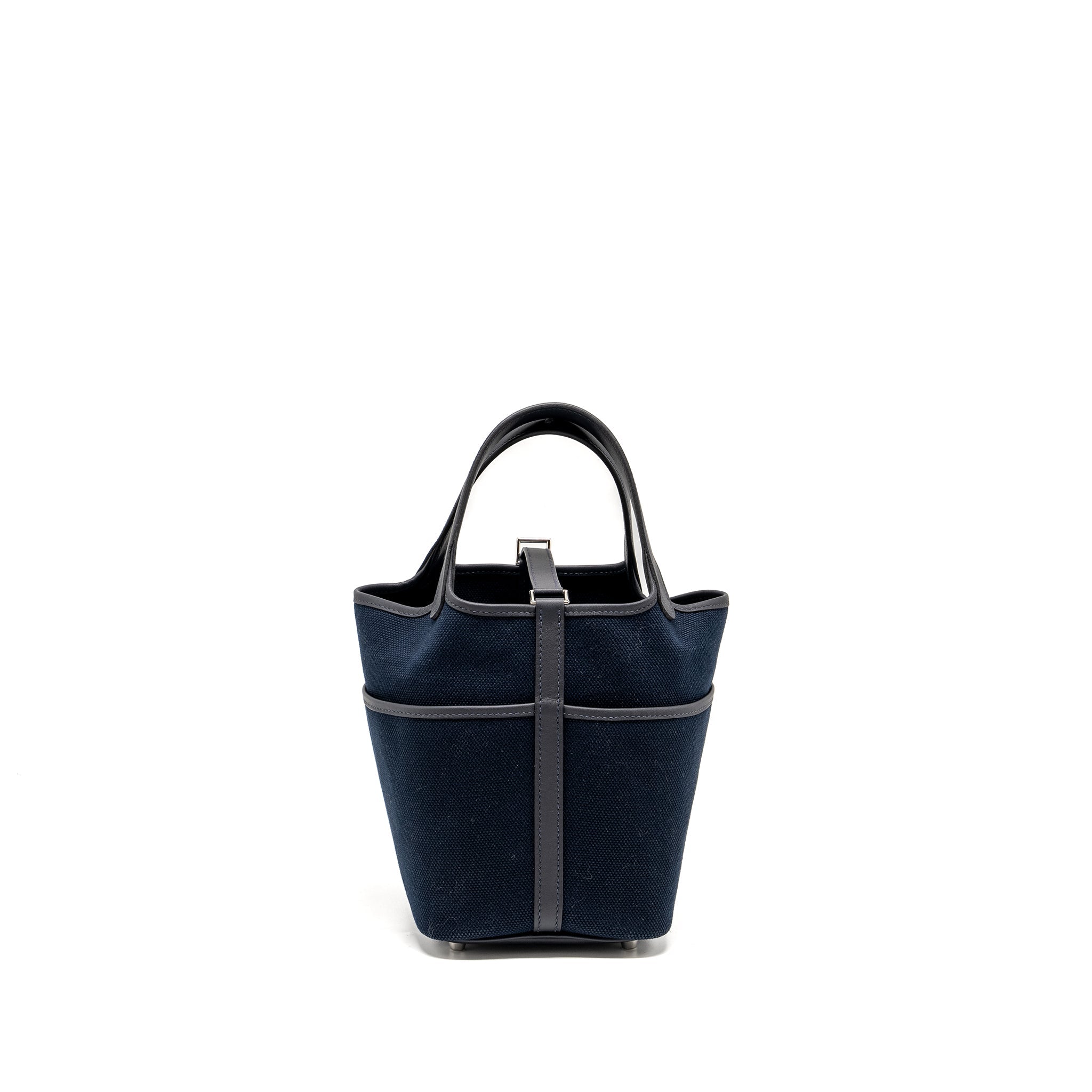 HERMES PICOTIN 18 LOCK BAG CARGO POCKETS TOILE GOELAND/SWIFT BLEU MARINE/CABAN SHW