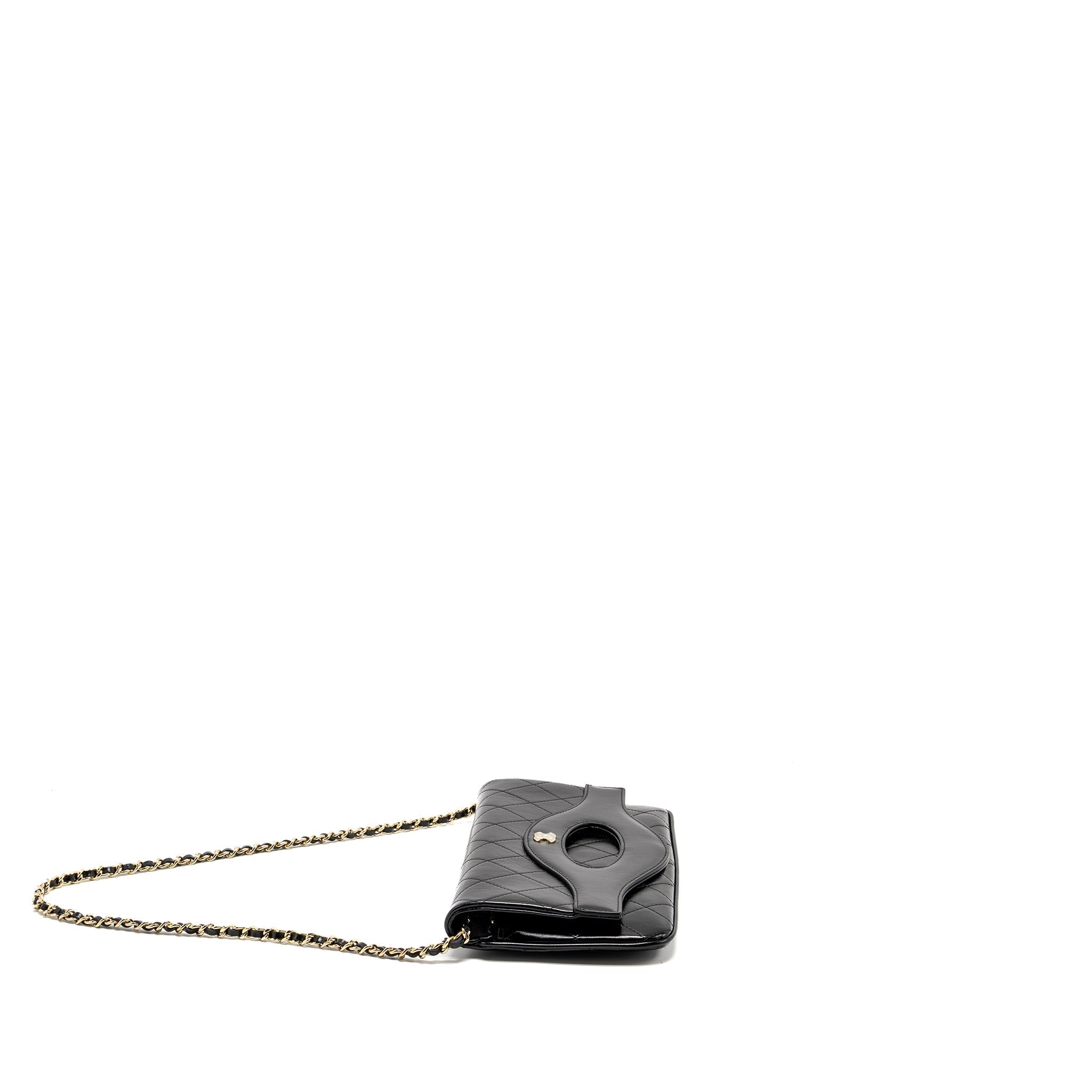 CHANEL 31 WALLET ON CHAIN SHINY CALFSKIN BLACK LGHW (MICROCHIP)