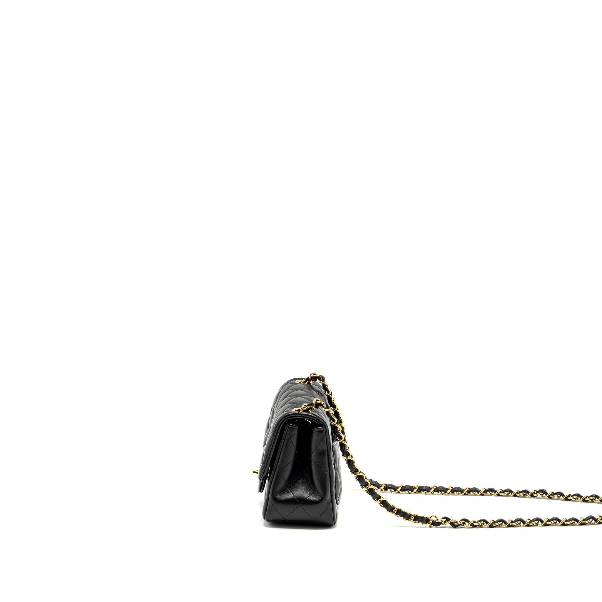 CHANEL MINI SQUARE FLAP BAG LAMBSKIN BLACK LGHW (MICROCHIP)