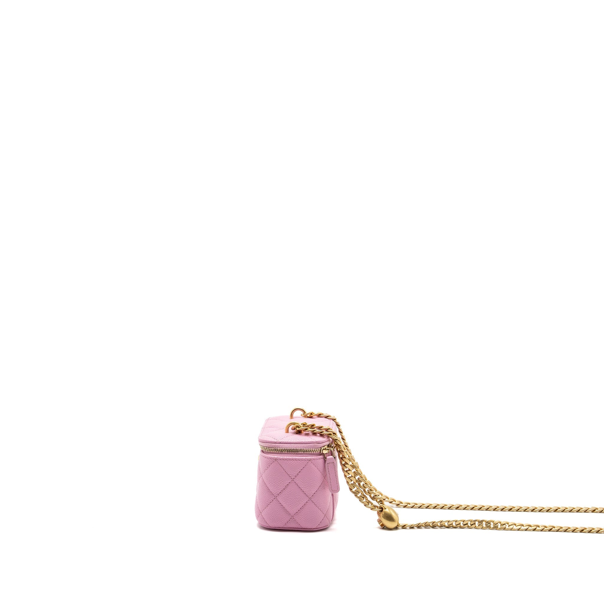 CHANEL MINI VANITY WITH CHAIN CAVIAR LIGHT PINK GHW (MICROCHIP)