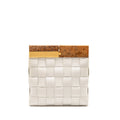 BOTTEGA VENETA CREAM SNAP CLUTCH BAG CALFSKIN/WOOD WHITE MULTICOLOUR HARDWARE