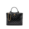 CHANEL LARGE TOTE BAG CALFSKIN BLACK BRUSHED GHW