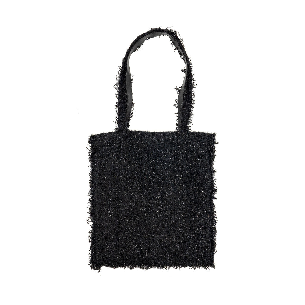 CHANEL ROCKET TOTE BAG TWEED BLACK SHW