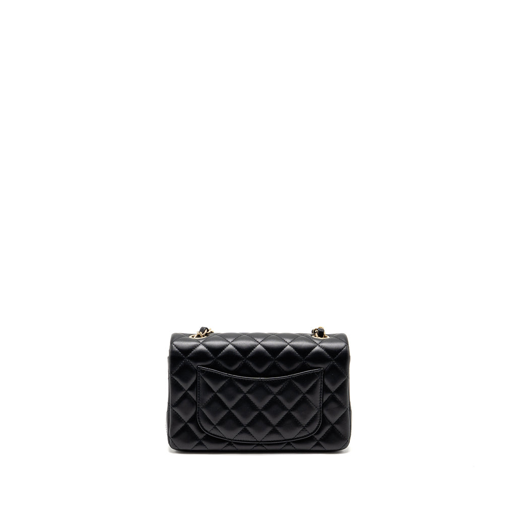 CHANEL MINI RECTANGULAR FLAP BAG LAMBSKIN BLACK LGHW (MICROCHIP)