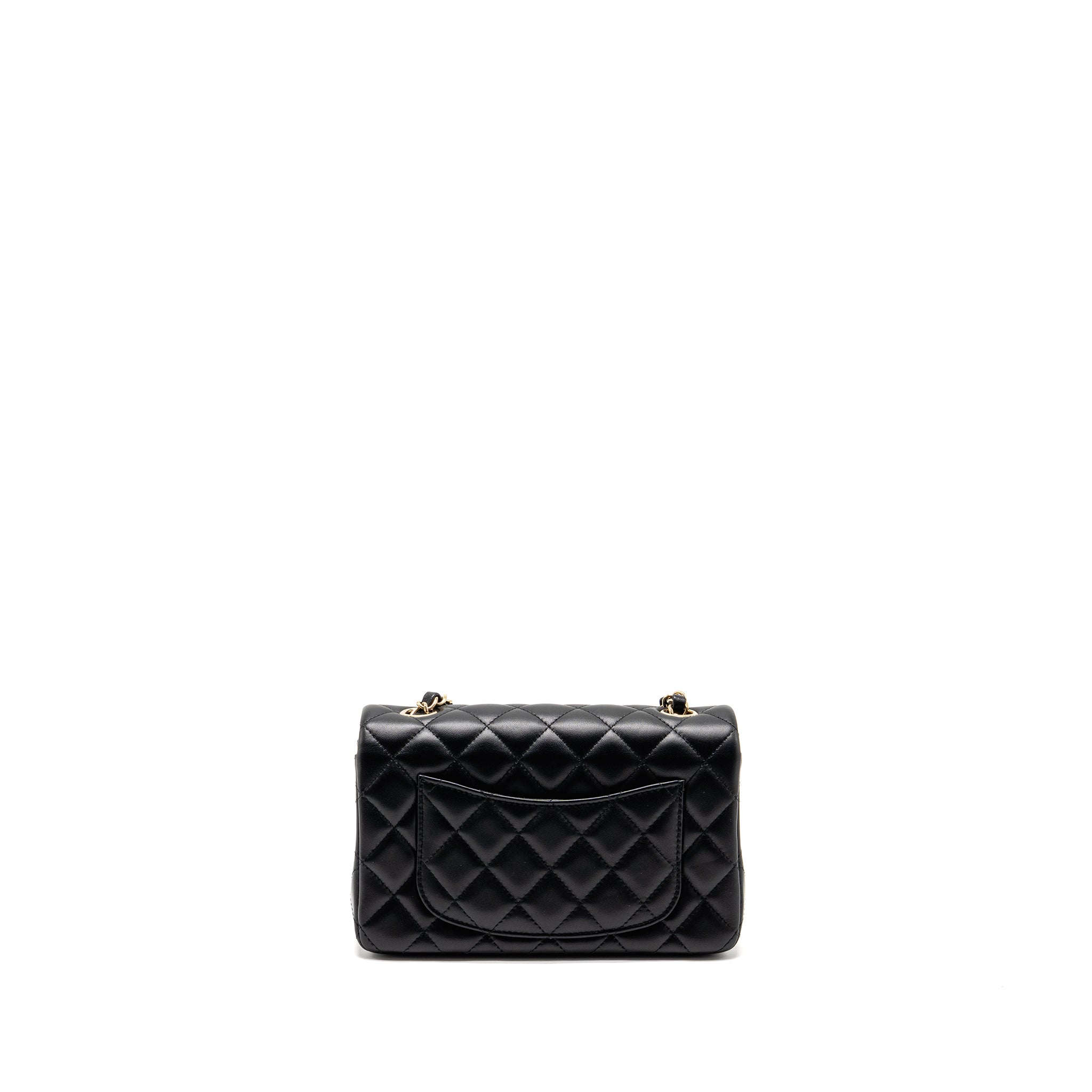 CHANEL MINI RECTANGULAR FLAP BAG LAMBSKIN BLACK LGHW (MICROCHIP)