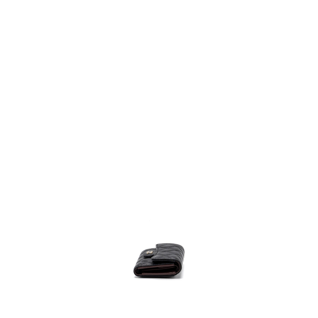 CHANEL CLASSIC COMPACT WALLET CAVIAR BLACK GHW (MICROCHIP)