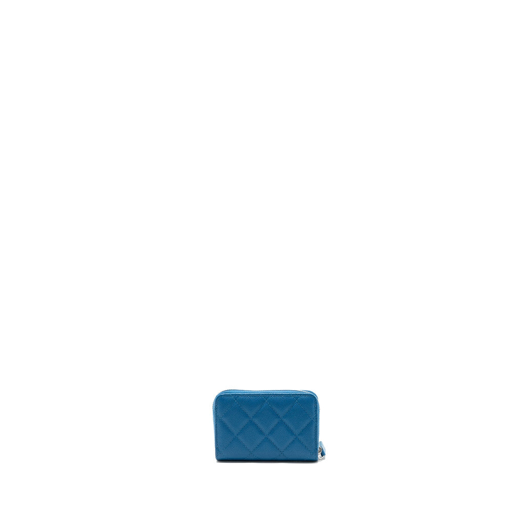 CHANEL SMALL ZIP CARD HOLDER CAVIAR BLUE SHW