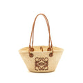 LOEWE ANAGRAM BUSKET SMALL BAG IRACA PALM/CALFSKIN NATURAL/TAN