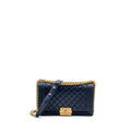 CHANEL MEDIUM BOY BAG LAMBSKIN BLUE GHW