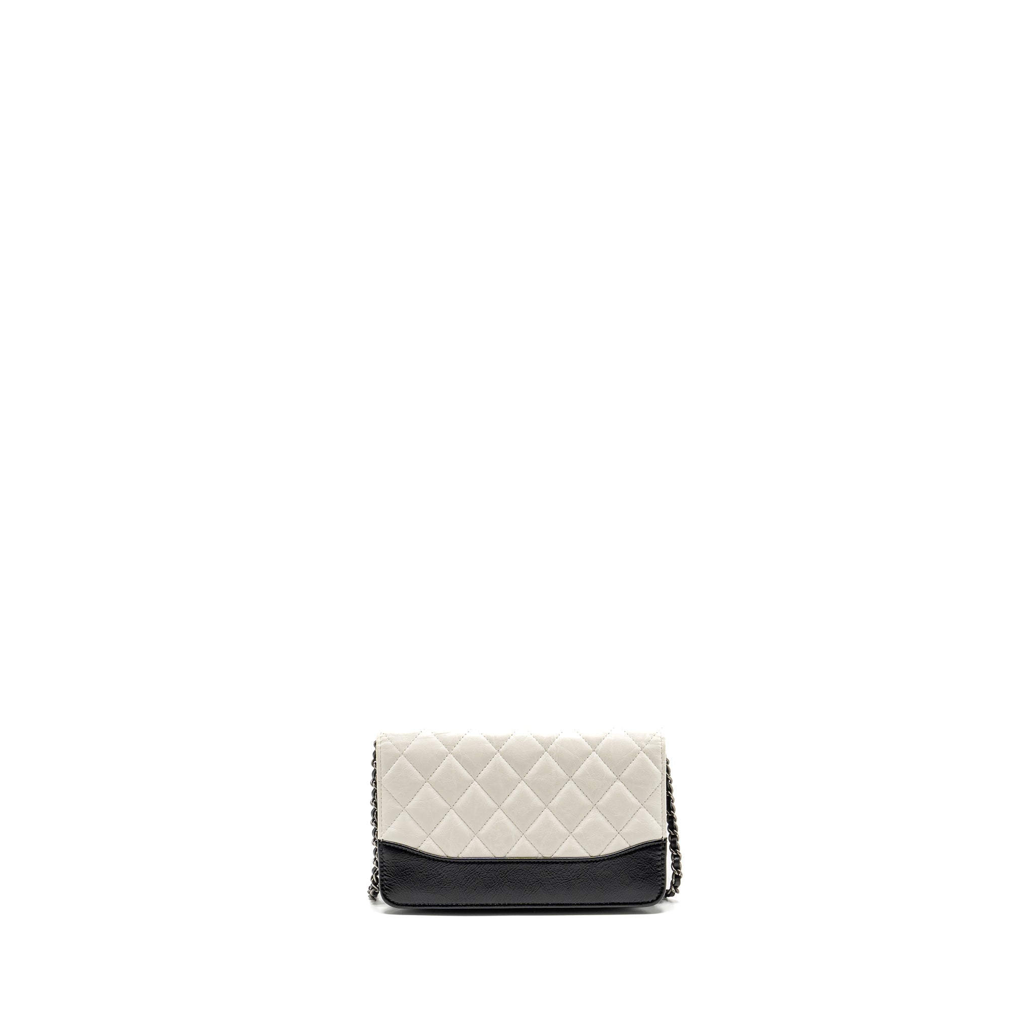 CHANEL GABRIELLE WALLET ON CHAIN CALFSKIN WHITE / BLACK MULTICOLOUR HARDWARE