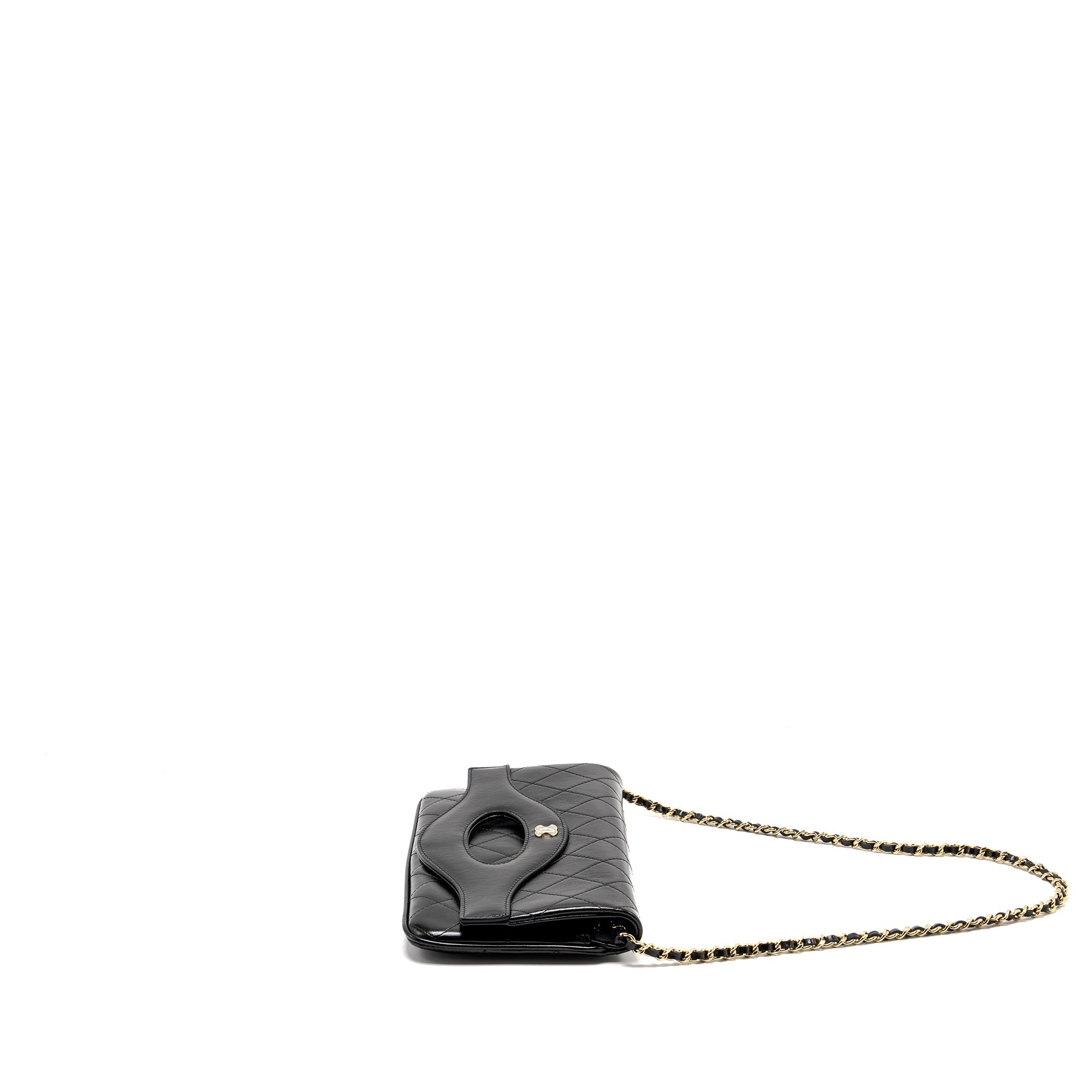 CHANEL 31 WALLET ON CHAIN SHINY CALFSKIN BLACK LGHW (MICROCHIP)
