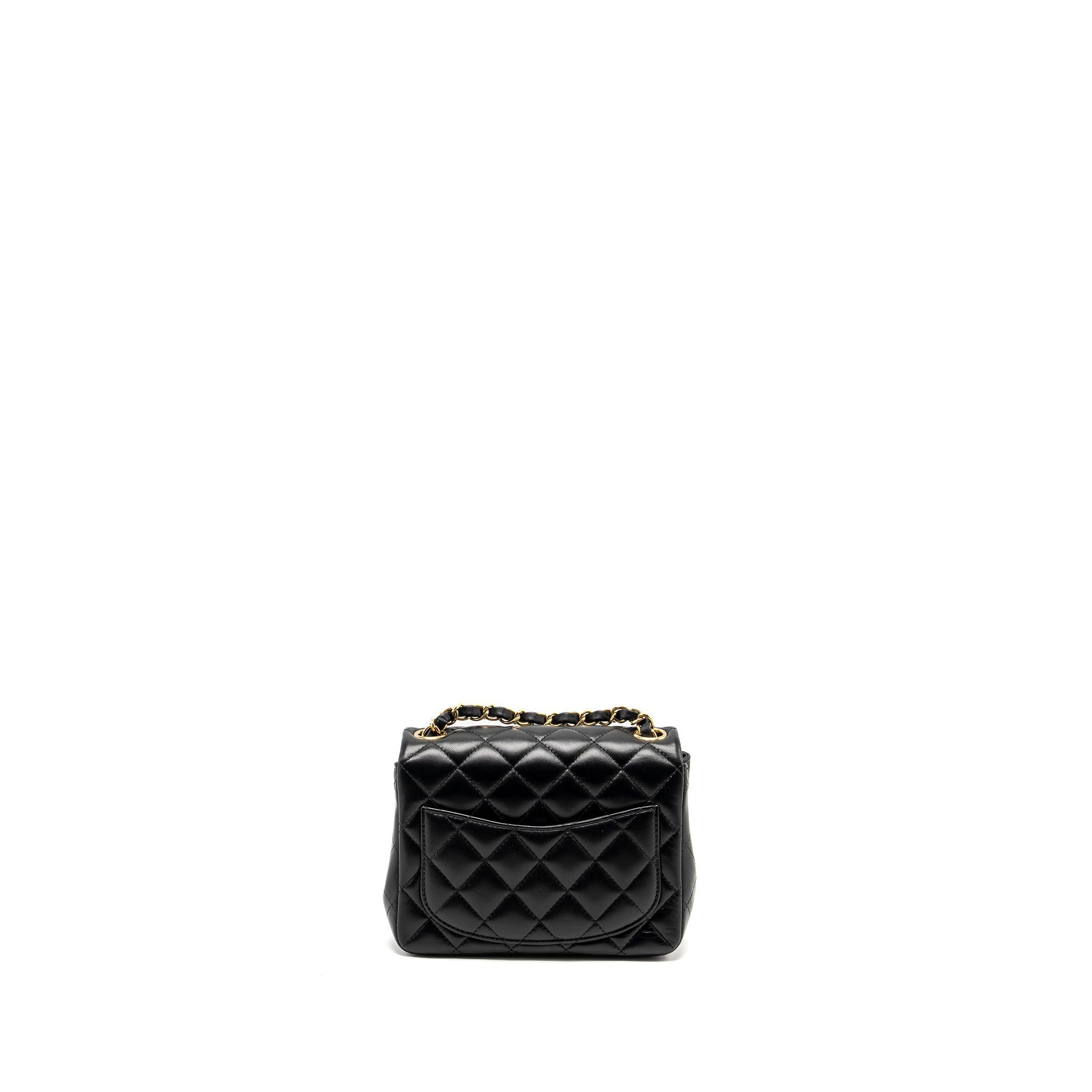CHANEL MINI SQUARE FLAP BAG LAMBSKIN BLACK LGHW (MICROCHIP)