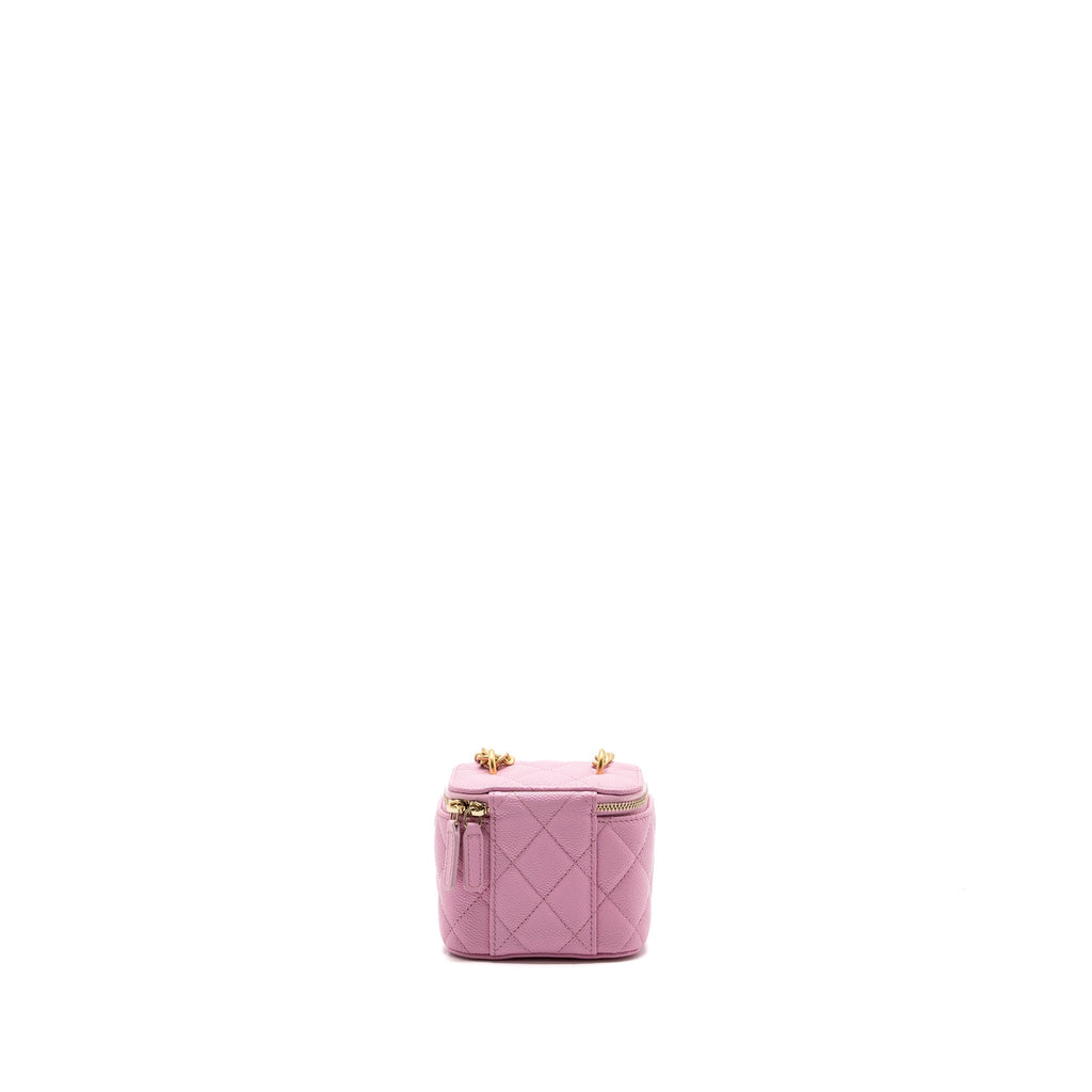 CHANEL MINI VANITY WITH CHAIN CAVIAR LIGHT PINK GHW (MICROCHIP)