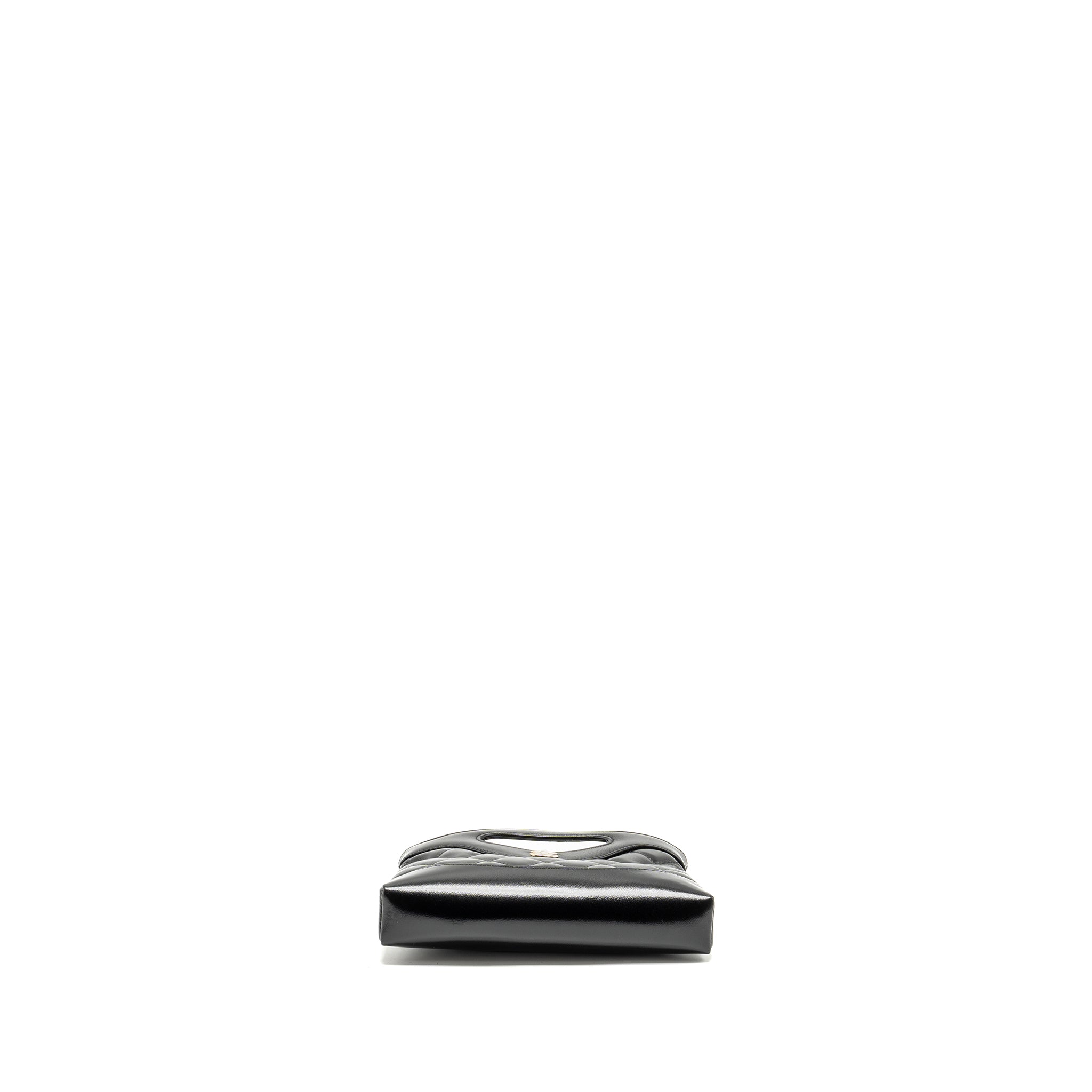CHANEL MINI 31 CLUTCH WITH CHAIN SHINY LAMBSKIN BLACK LGHW (MICROCHIP)