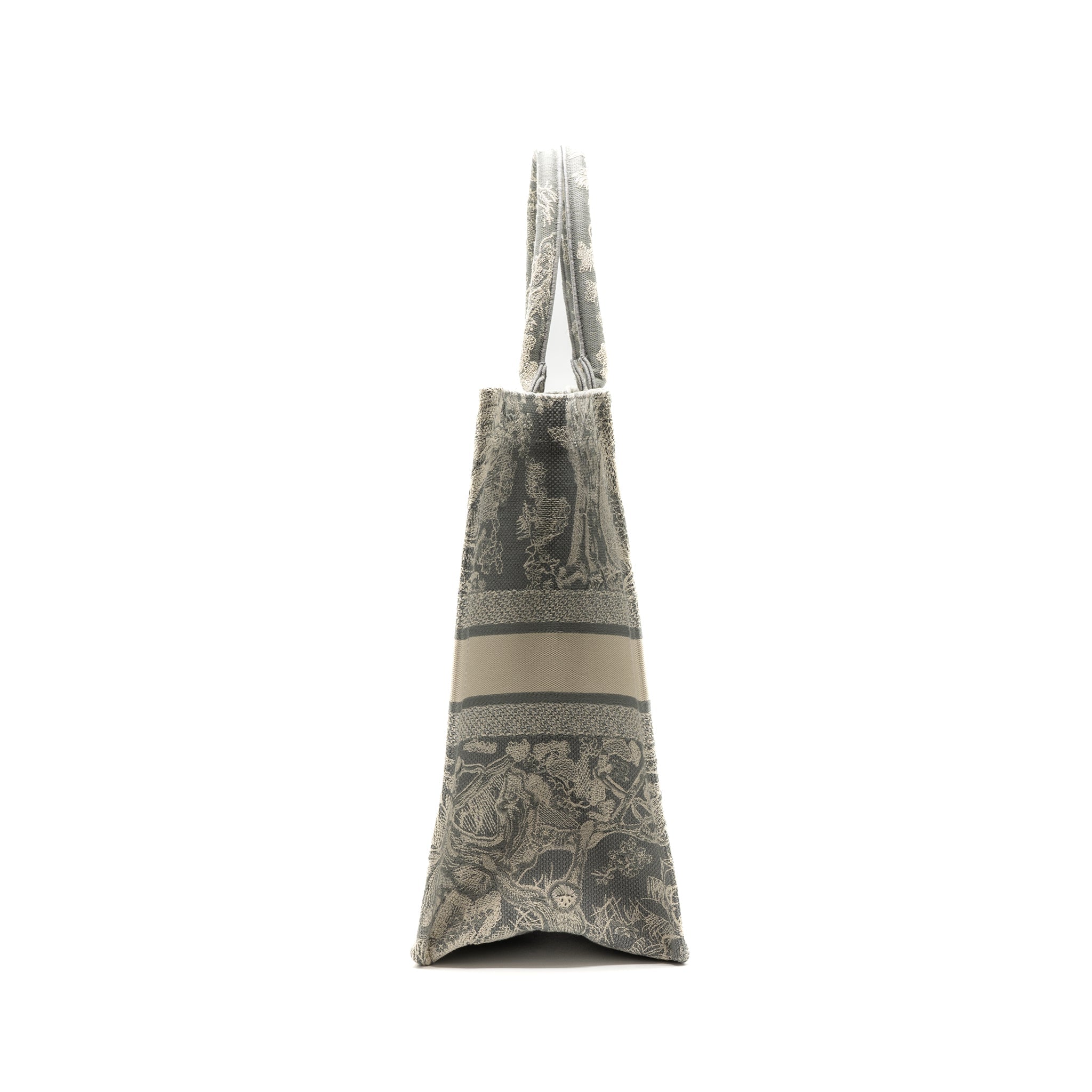 DIOR LARGE BOOK TOTE ECRU AND GREY TOILE DE JOUY EMBROIDERY