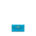 HERMES KELLY LONG WALLET CHEVRE MYSORE LEATHER BLUE AZTEQUE SHW