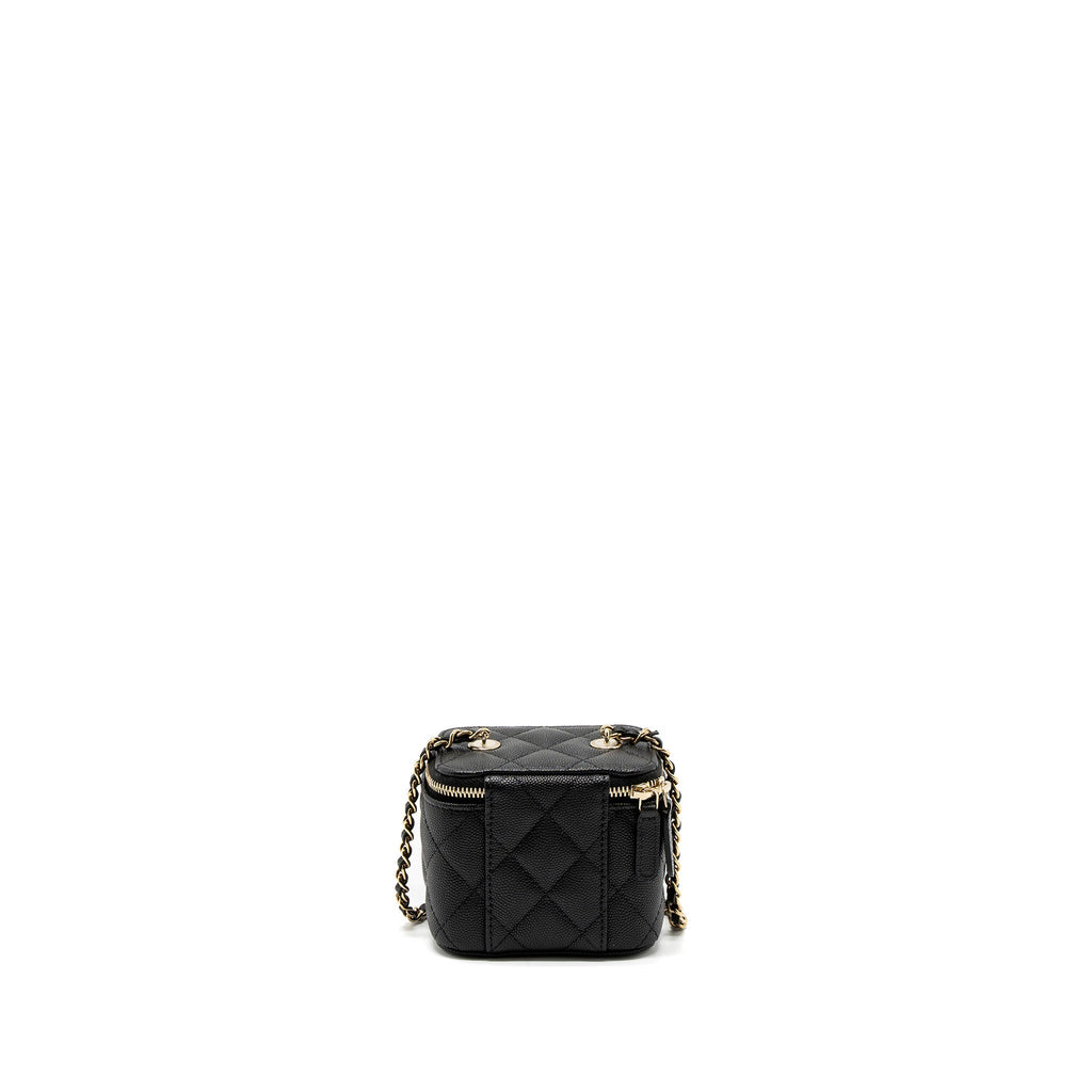 CHANEL MINI VANITY WITH CHAIN CAVIAR BLACK LGHW (MICROCHIP)