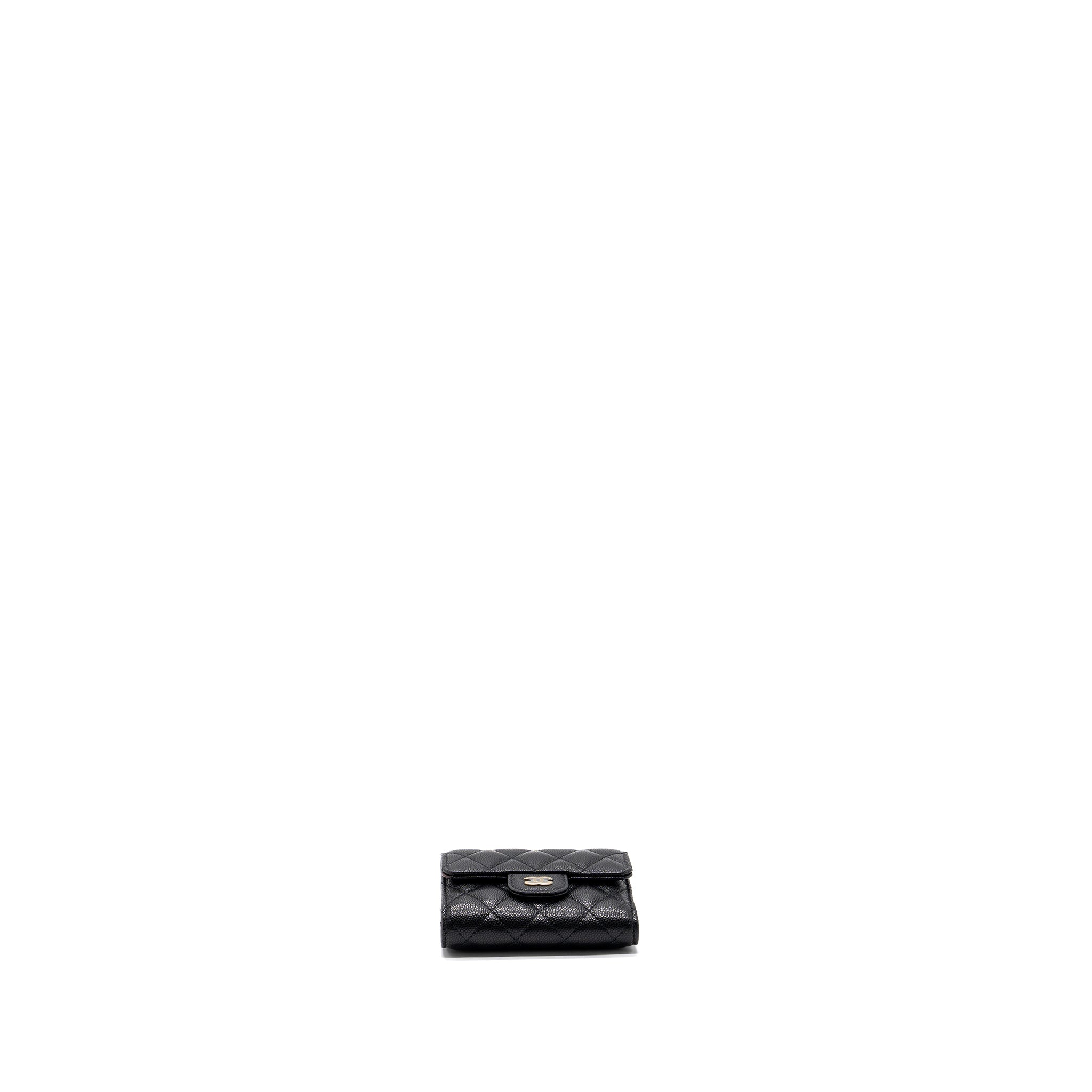 CHANEL CLASSIC COMPACT WALLET CAVIAR BLACK GHW (MICROCHIP)
