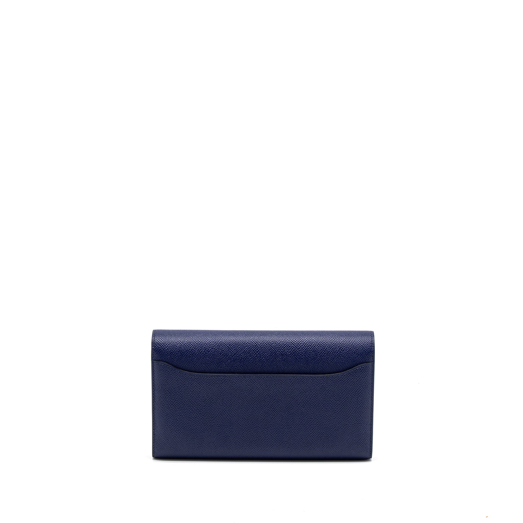 HERMES CONSTANCE LONG WALLET EPSOM BLUE GHW