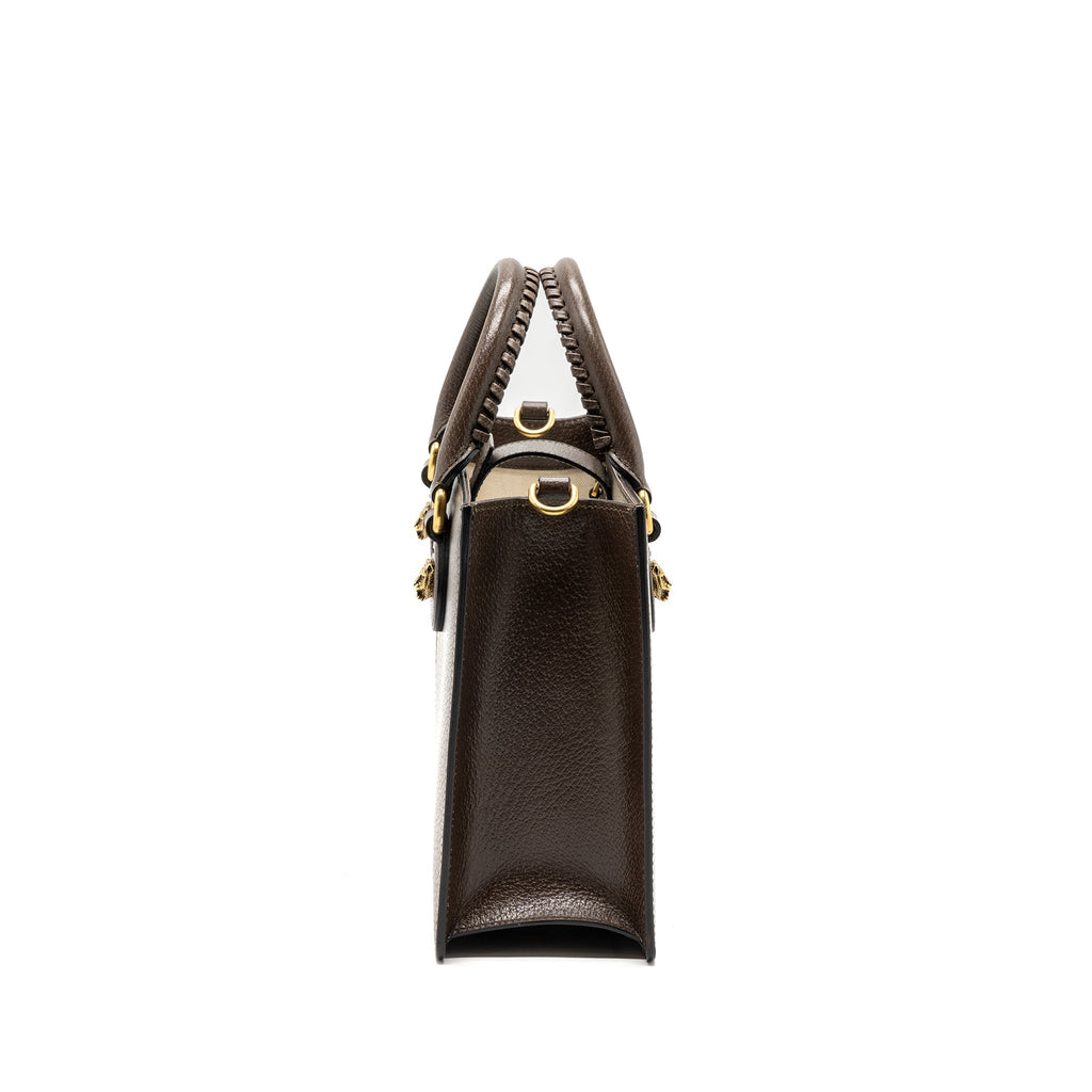GUCCI TOP HANDLE TOTE BAG CALFSKIN DARK BROWN GHW