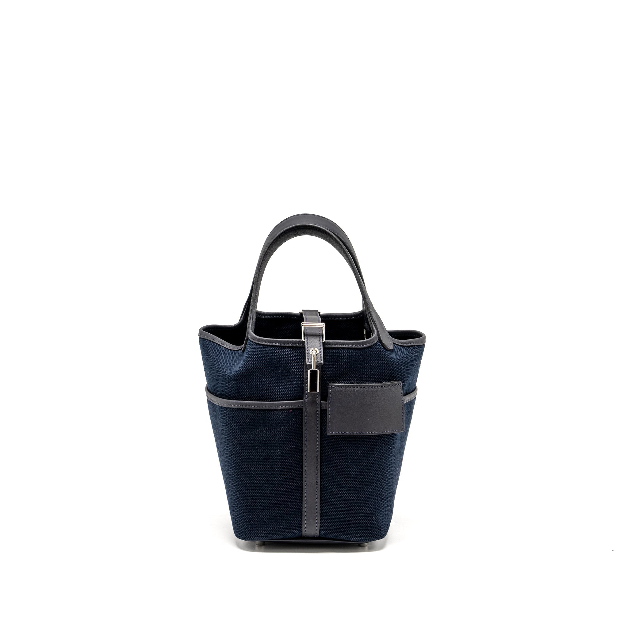 HERMES PICOTIN 18 LOCK BAG CARGO POCKETS TOILE GOELAND/SWIFT BLEU MARINE/CABAN SHW