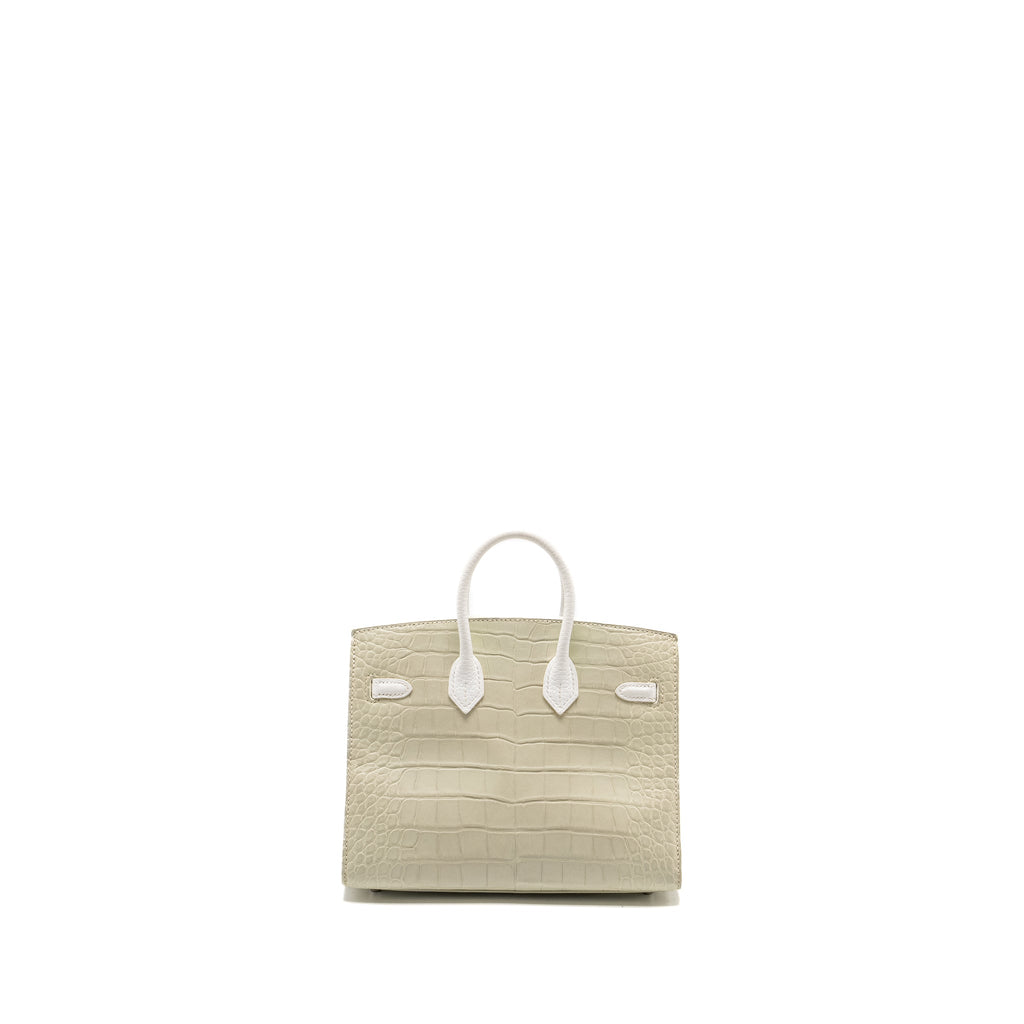HERMES BIRKIN 20 FAUBOURG SNOW MATT ALLIGATOR / TOGO / EPSOM/ SWIFT BETON SHW