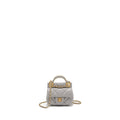 CHANEL MINI QUILTED FLAP CARD HOLDER WITH CHAIN LAMBSKIN GREY GHW