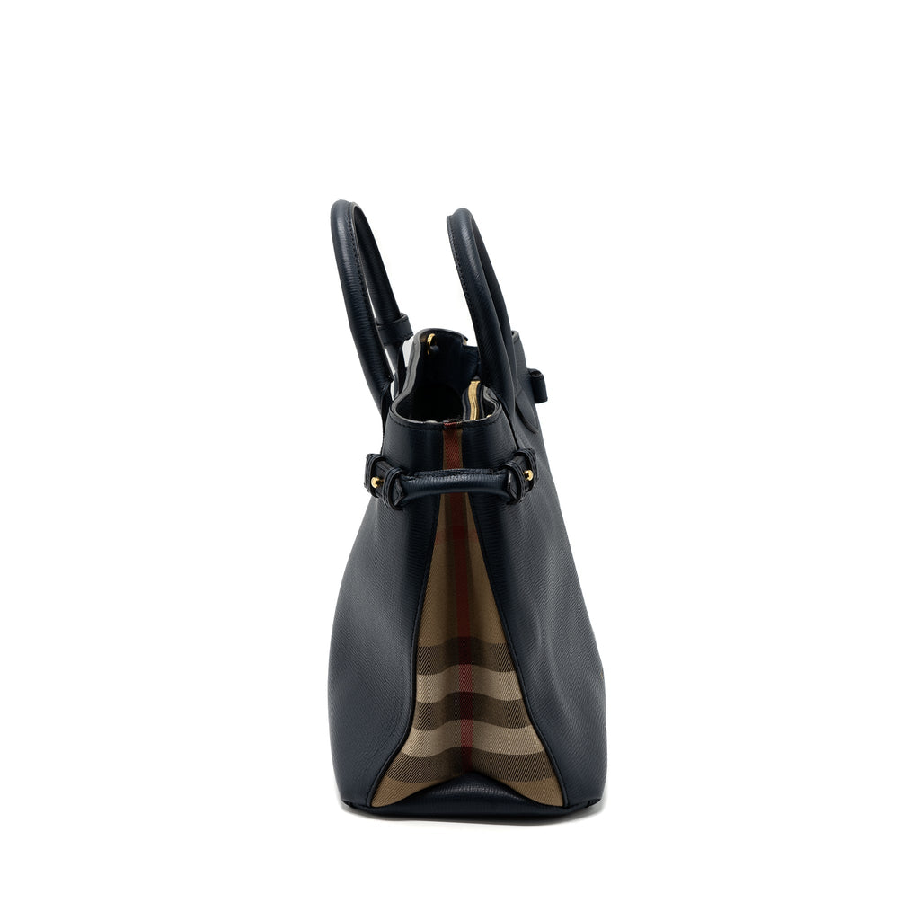 BURBERRY THE LARGE BANNER BAG CALFSKIN DARK BLUE/MULTICOLOUR GHW