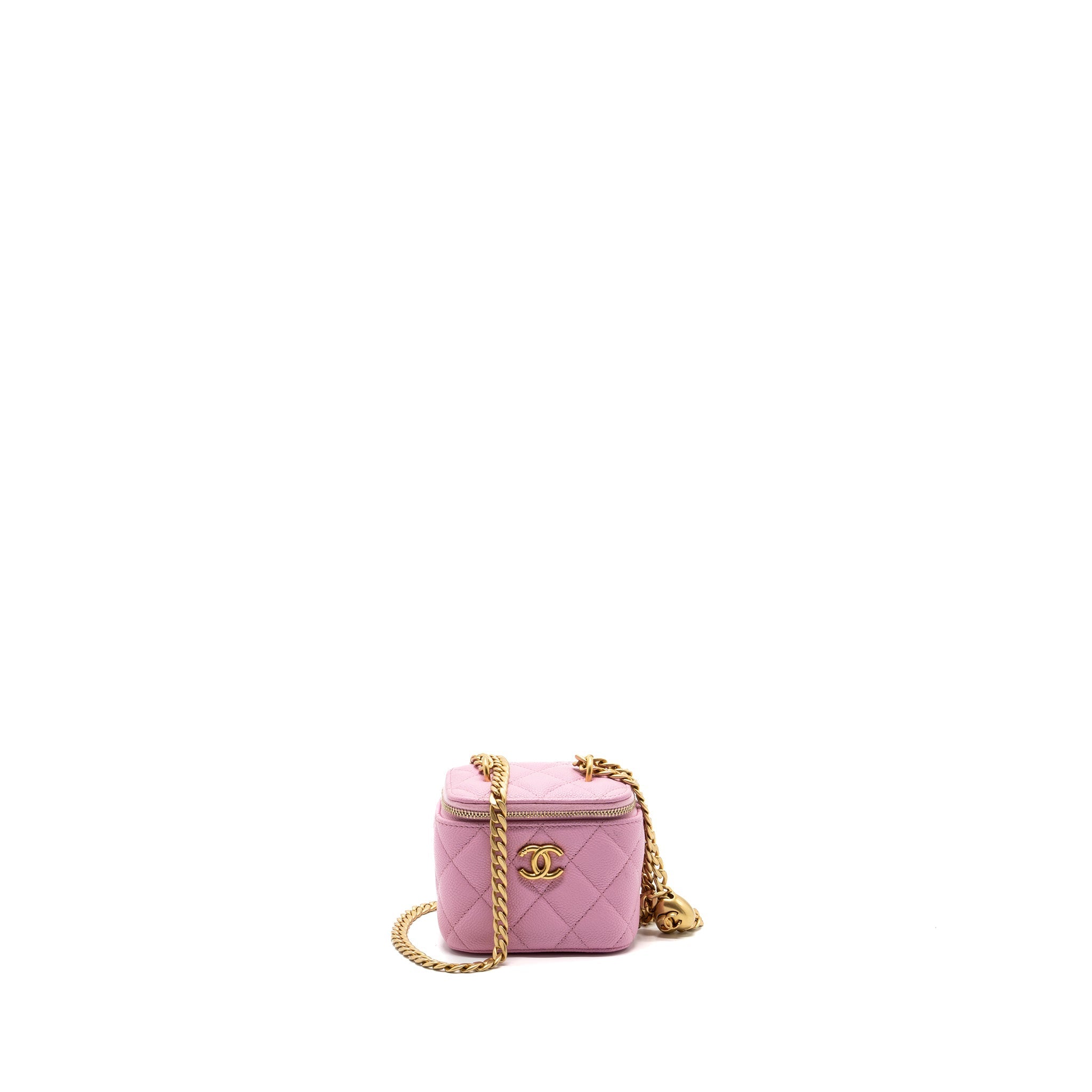CHANEL MINI VANITY WITH CHAIN CAVIAR LIGHT PINK GHW (MICROCHIP)