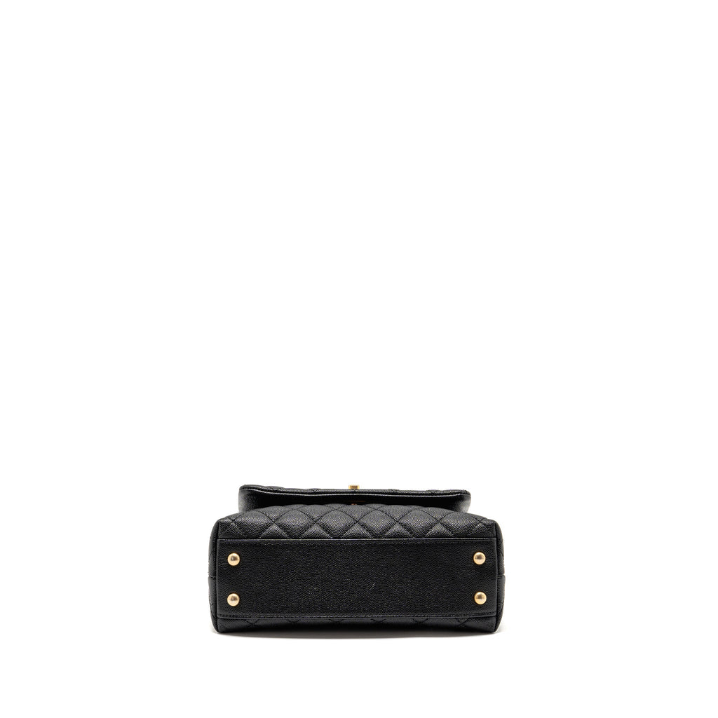 CHANEL SMALL COCO HANDLE WITH PYTHON HANDLE CAVIAR BLACK/BURGUNDY GHW