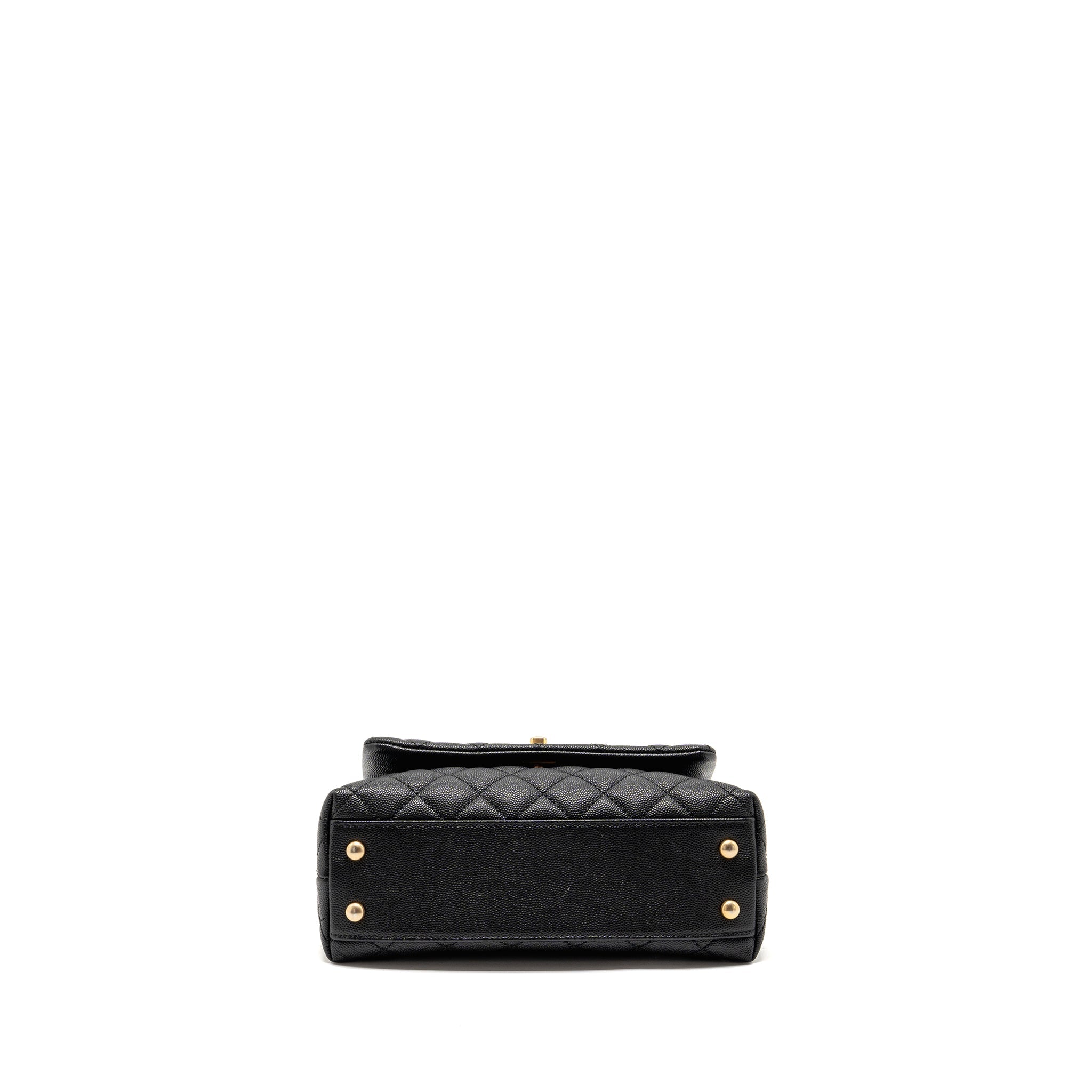 CHANEL SMALL COCO HANDLE WITH PYTHON HANDLE CAVIAR BLACK/BURGUNDY GHW