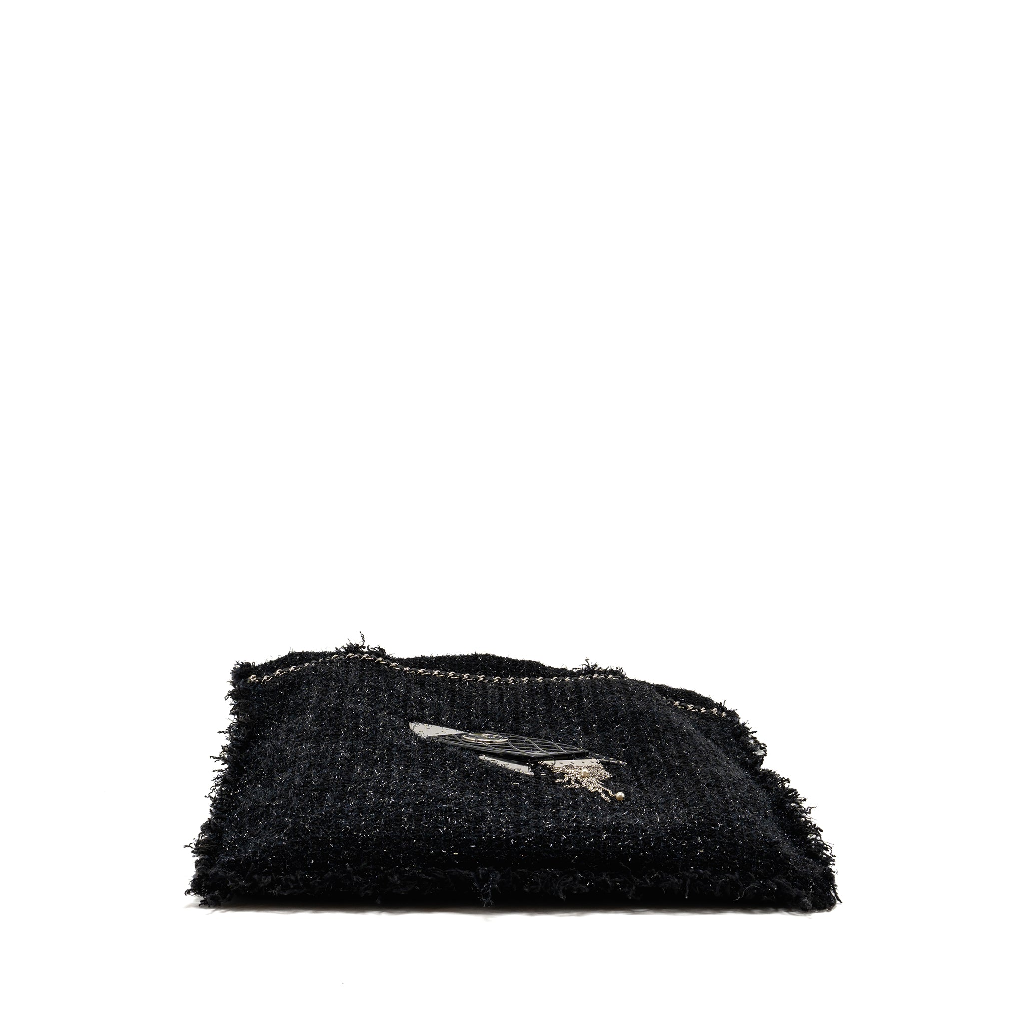 CHANEL ROCKET TOTE BAG TWEED BLACK SHW