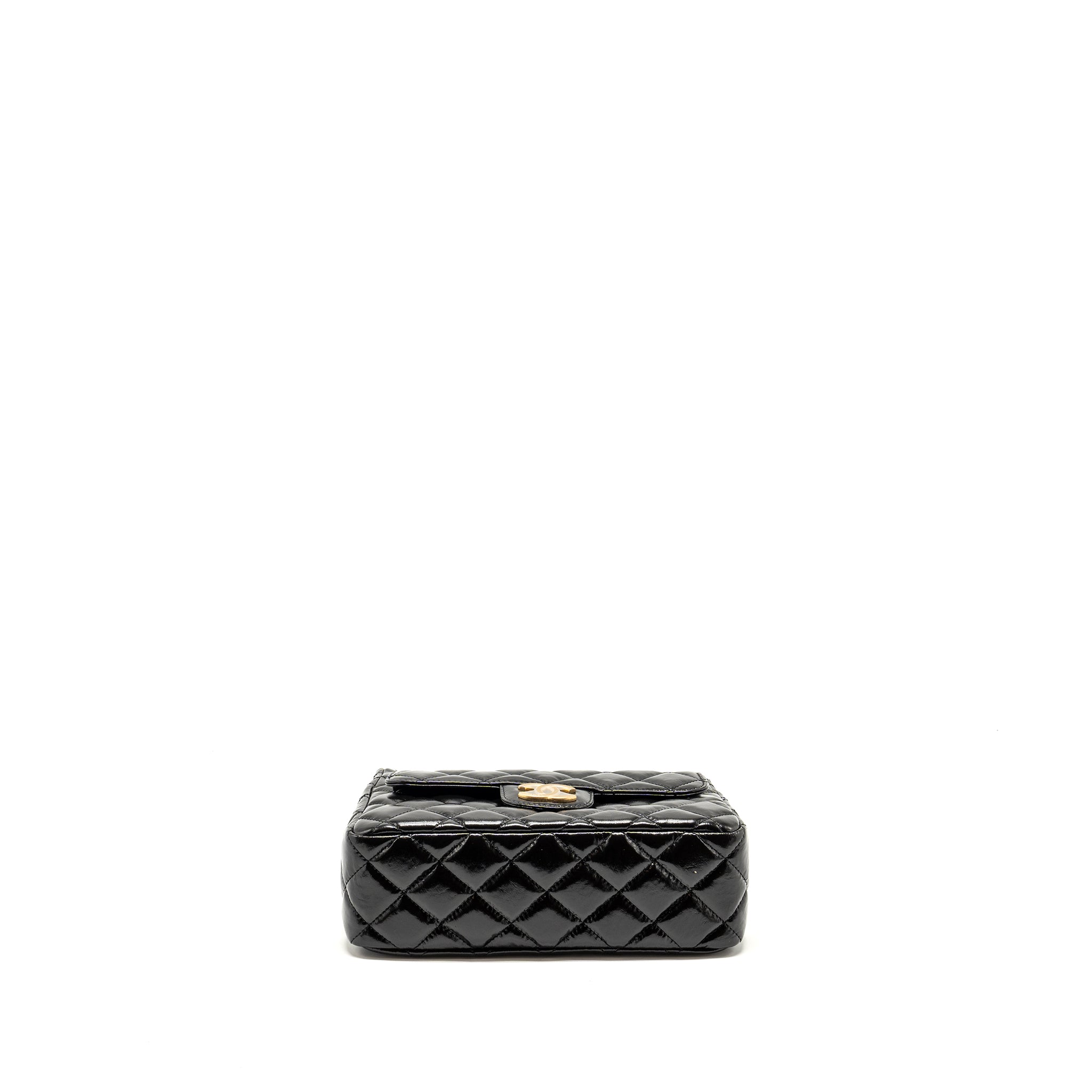 CHANEL 23C HOBO BAG SHINY CALFSKIN BLACK BRUSHED GHW (MICROCHIP)