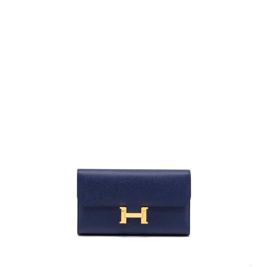 HERMES CONSTANCE LONG WALLET EPSOM BLUE GHW
