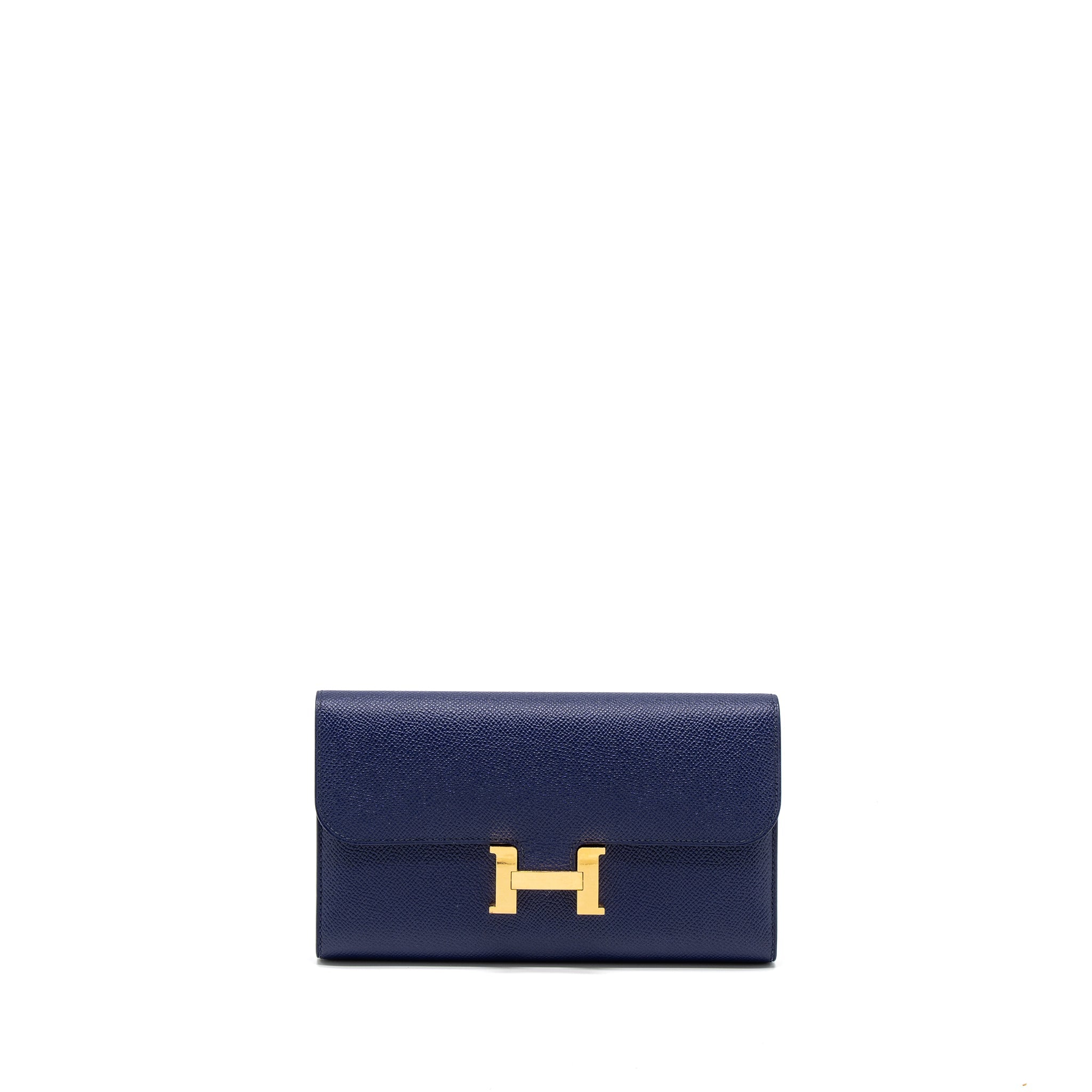 HERMES CONSTANCE LONG WALLET EPSOM BLUE GHW