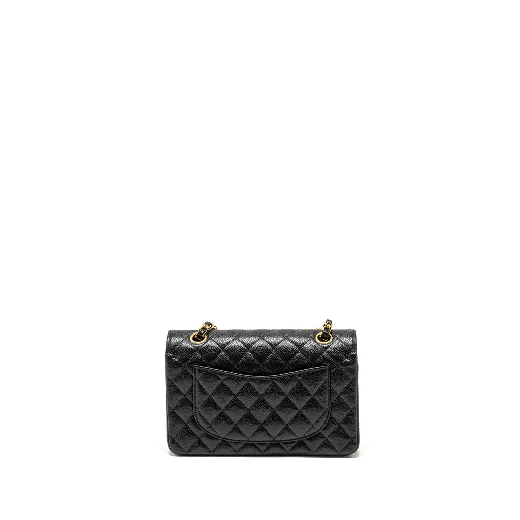 CHANEL SMALL CLASSIC DOUBLE FLAP BAG CAVIAR BLACK GHW