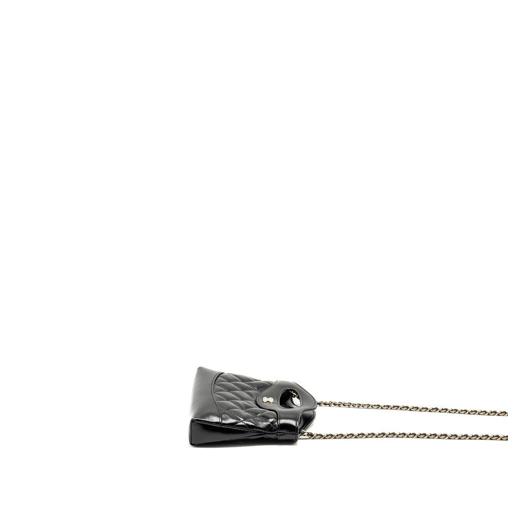 CHANEL MINI 31 CLUTCH WITH CHAIN SHINY LAMBSKIN BLACK LGHW (MICROCHIP)