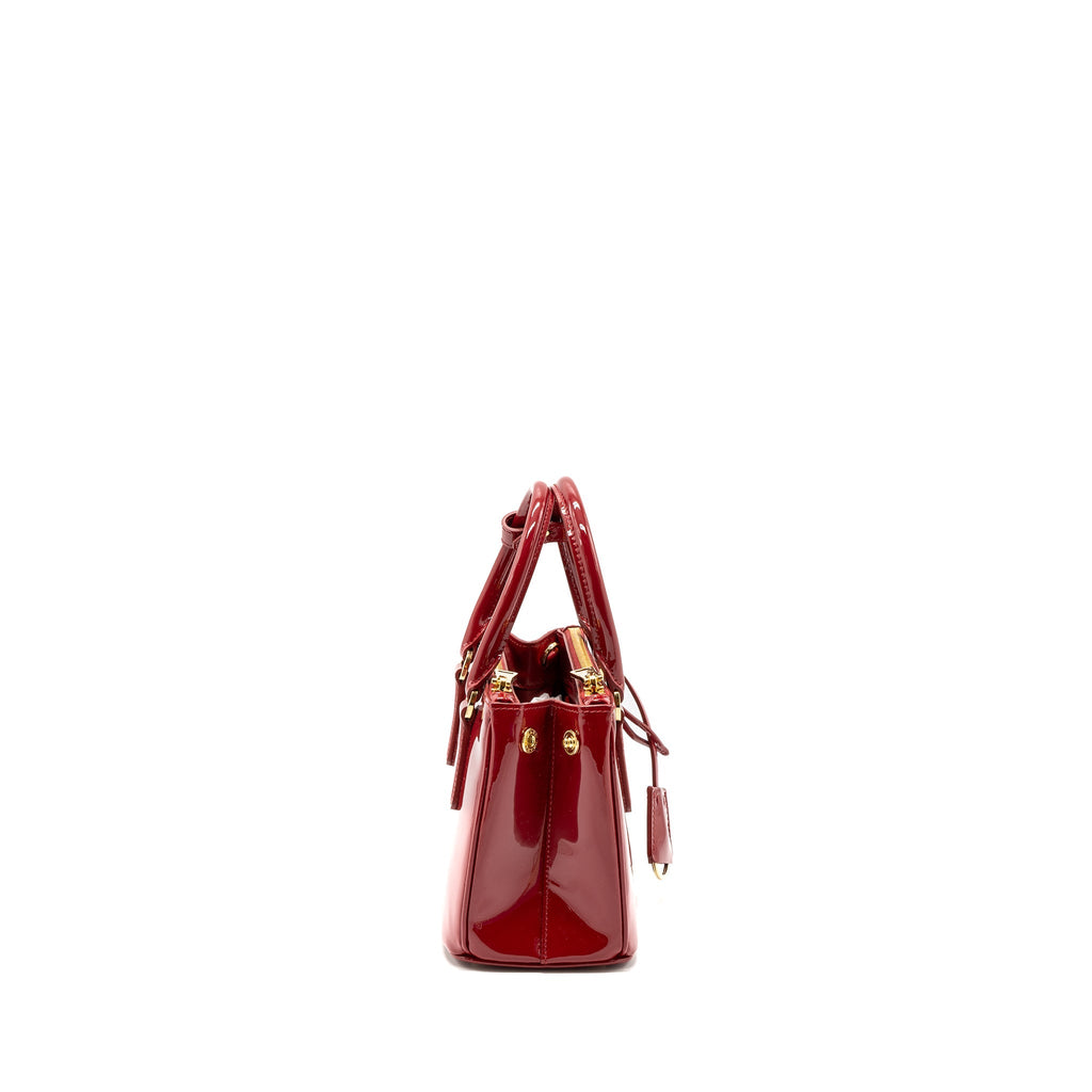 PRADA SMALL GALLERIA BAG PATENT CHERRY GHW