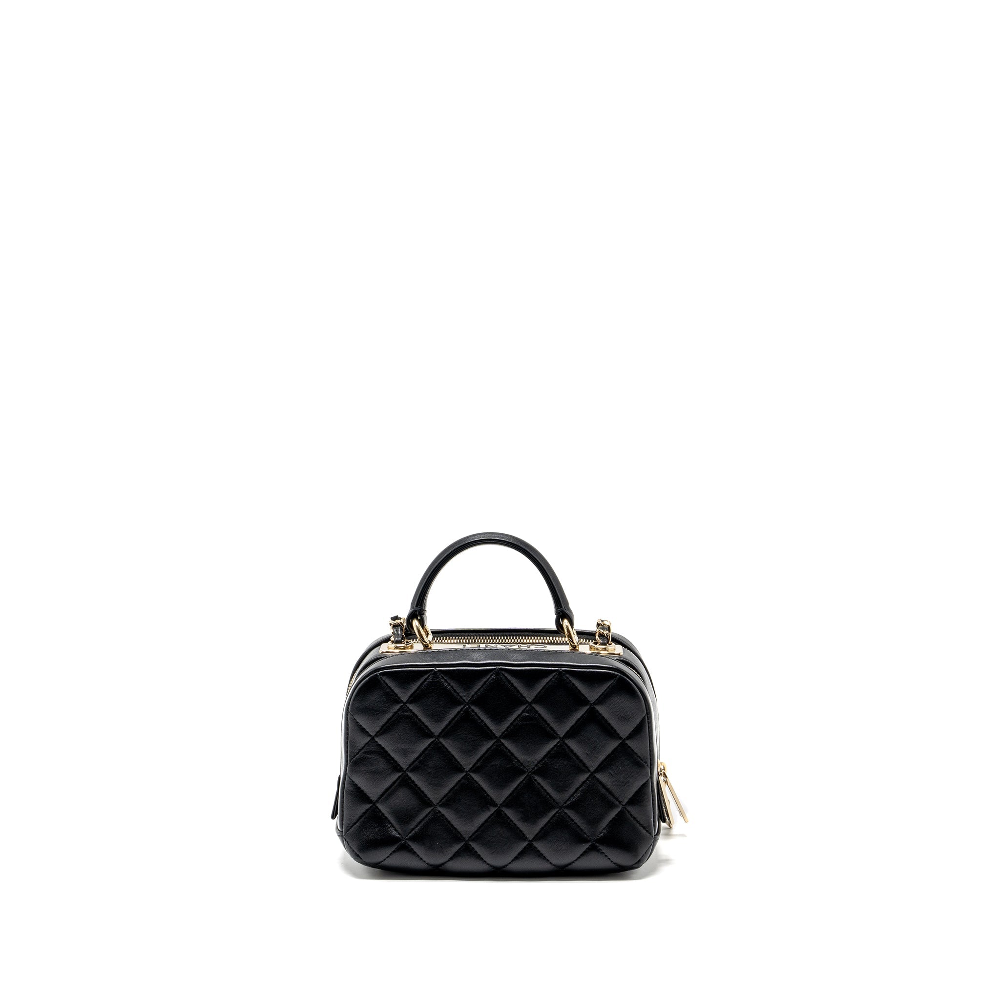 CHANEL TRENDY CC TOP HANDLE VANITY BAG LAMBSKIN BLACK GHW