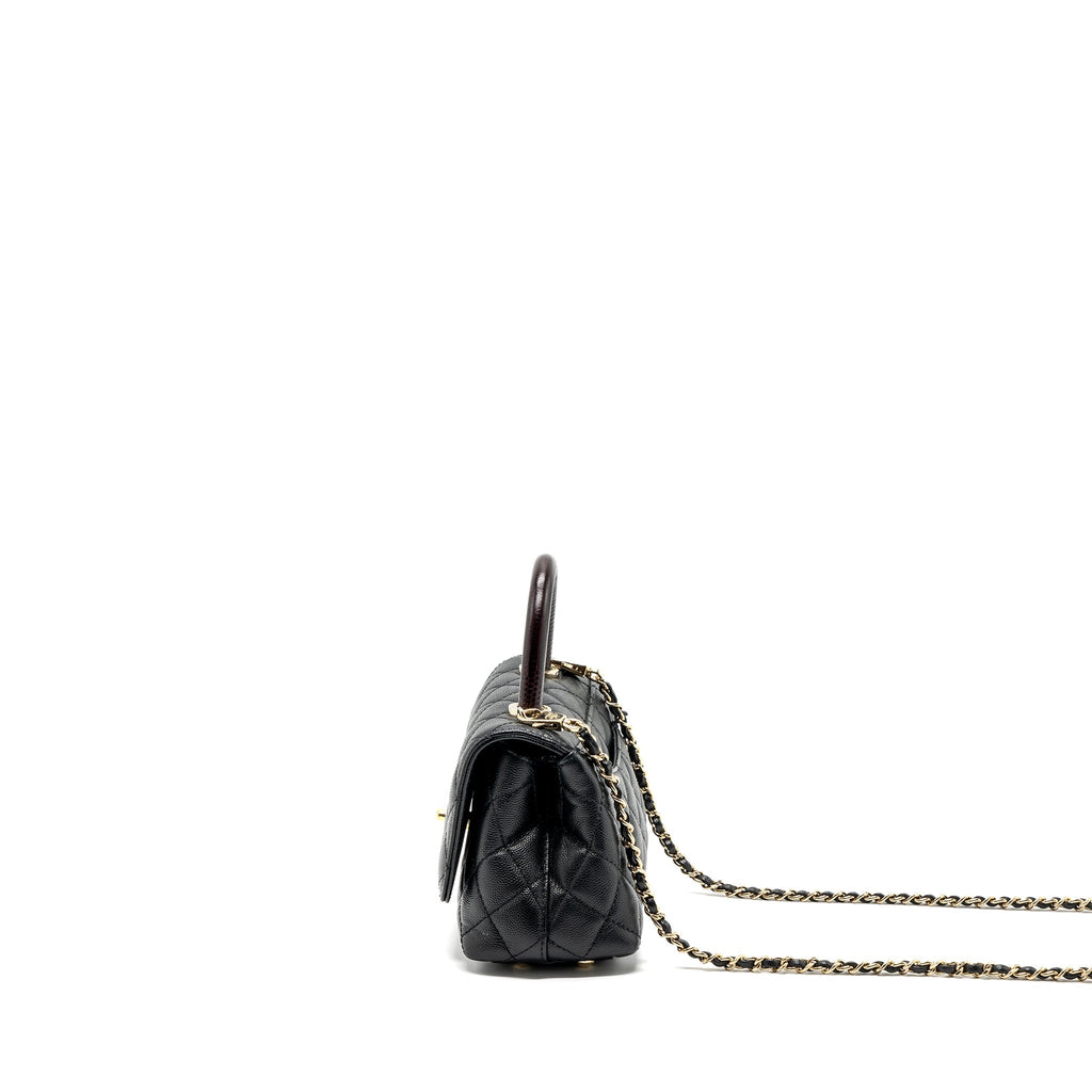 CHANEL COCO HANDLE EXTRA MINI WITH LIZARD EMBOSSED HANDLE CAVIAR BLACK LGHW(MICROCHIP)