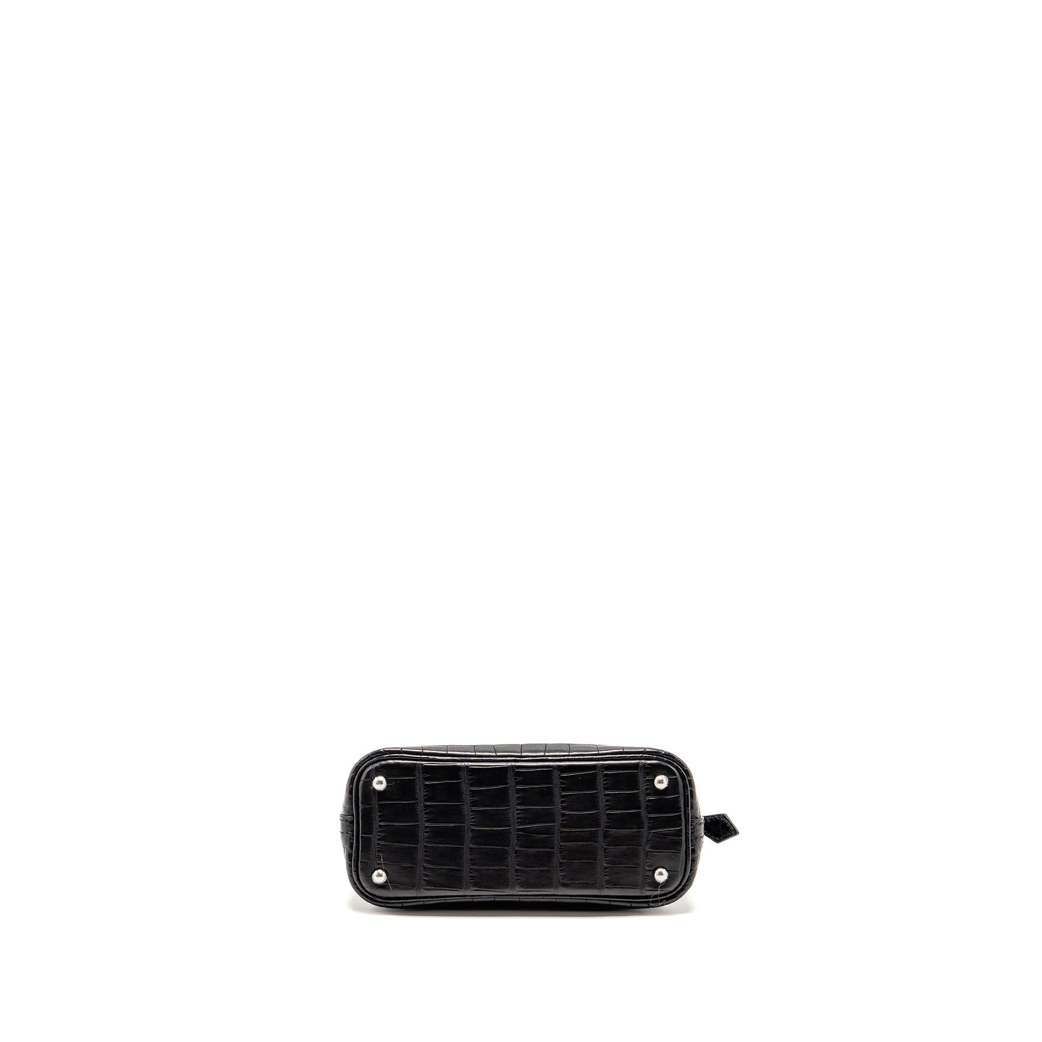 HERMES MINI BOLIDE ALLIGATOR MISSISSIPPIENSIS MAT BLACK SHW