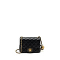 CHANEL PEARL CRUSH MINI  SQUARE FLAP BAG LAMBSKIN BLACK GHW (MICROCHIP)
