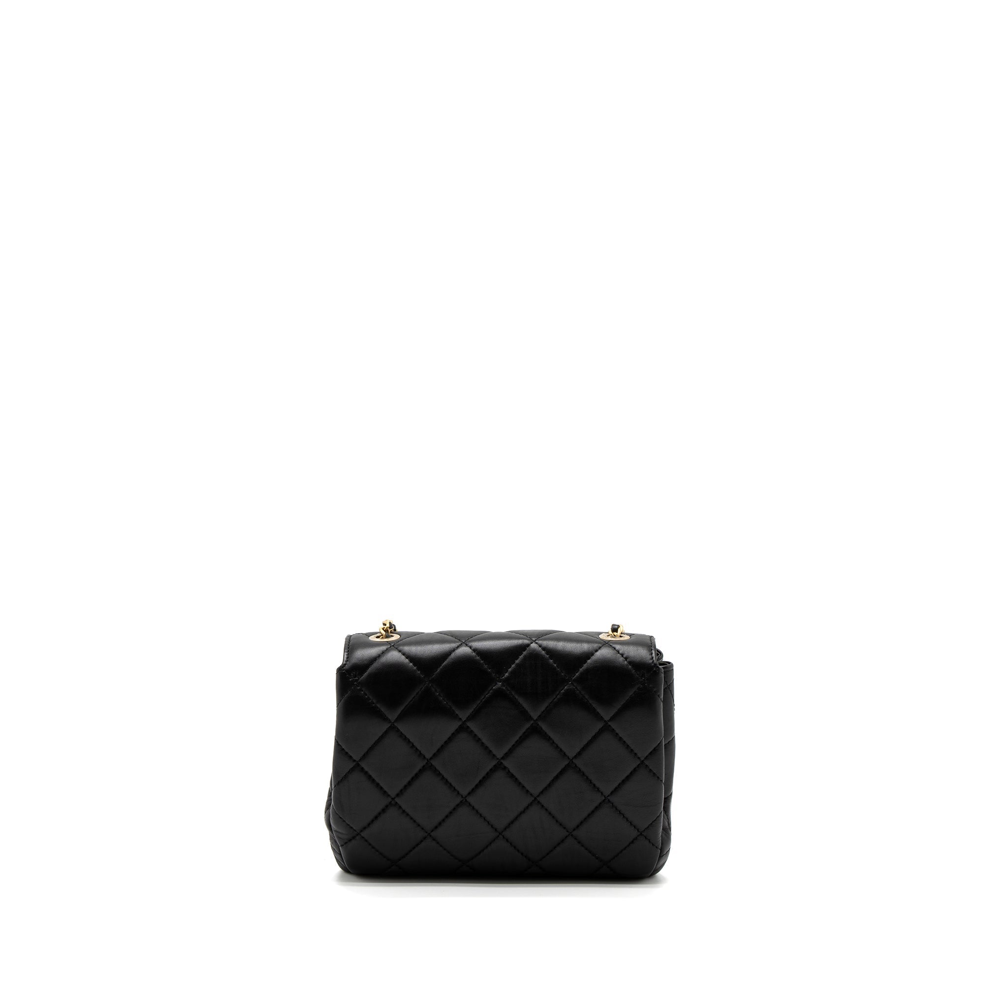 CHANEL QUILTED SQUARE FLAP BAG GOATSKIN BLACK BRUSHED GHW (MICROCHIP)