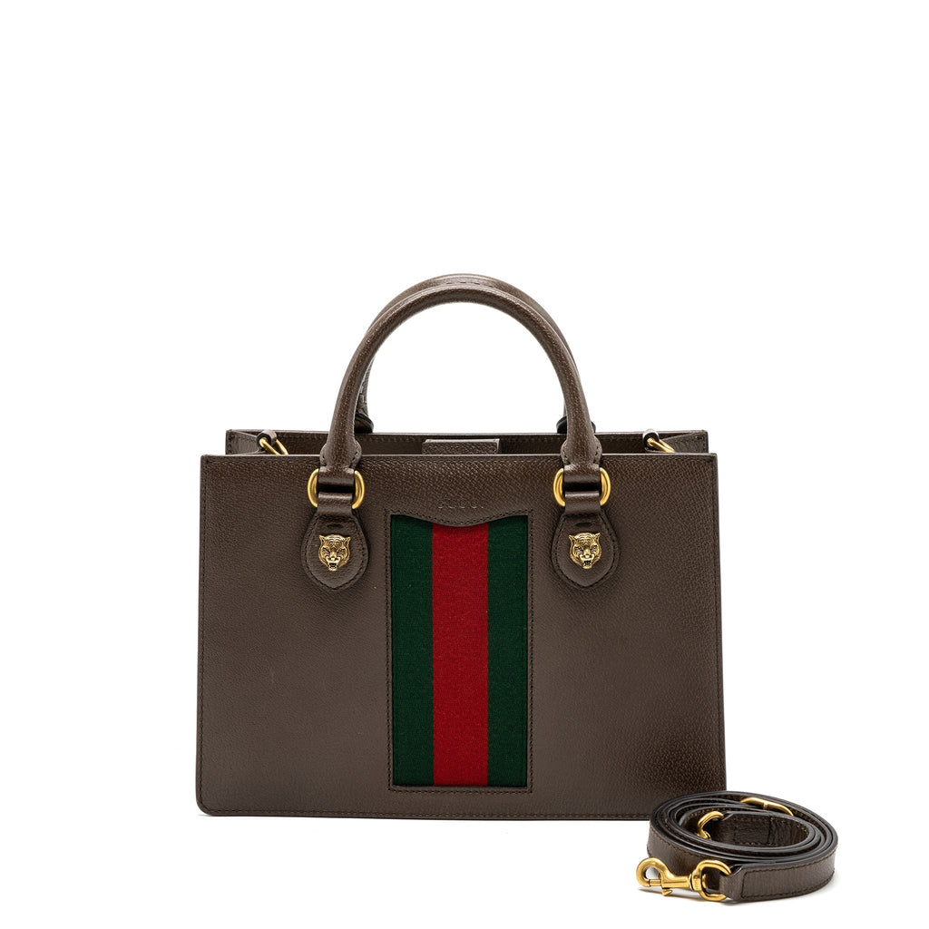 GUCCI TOP HANDLE TOTE BAG CALFSKIN DARK BROWN GHW