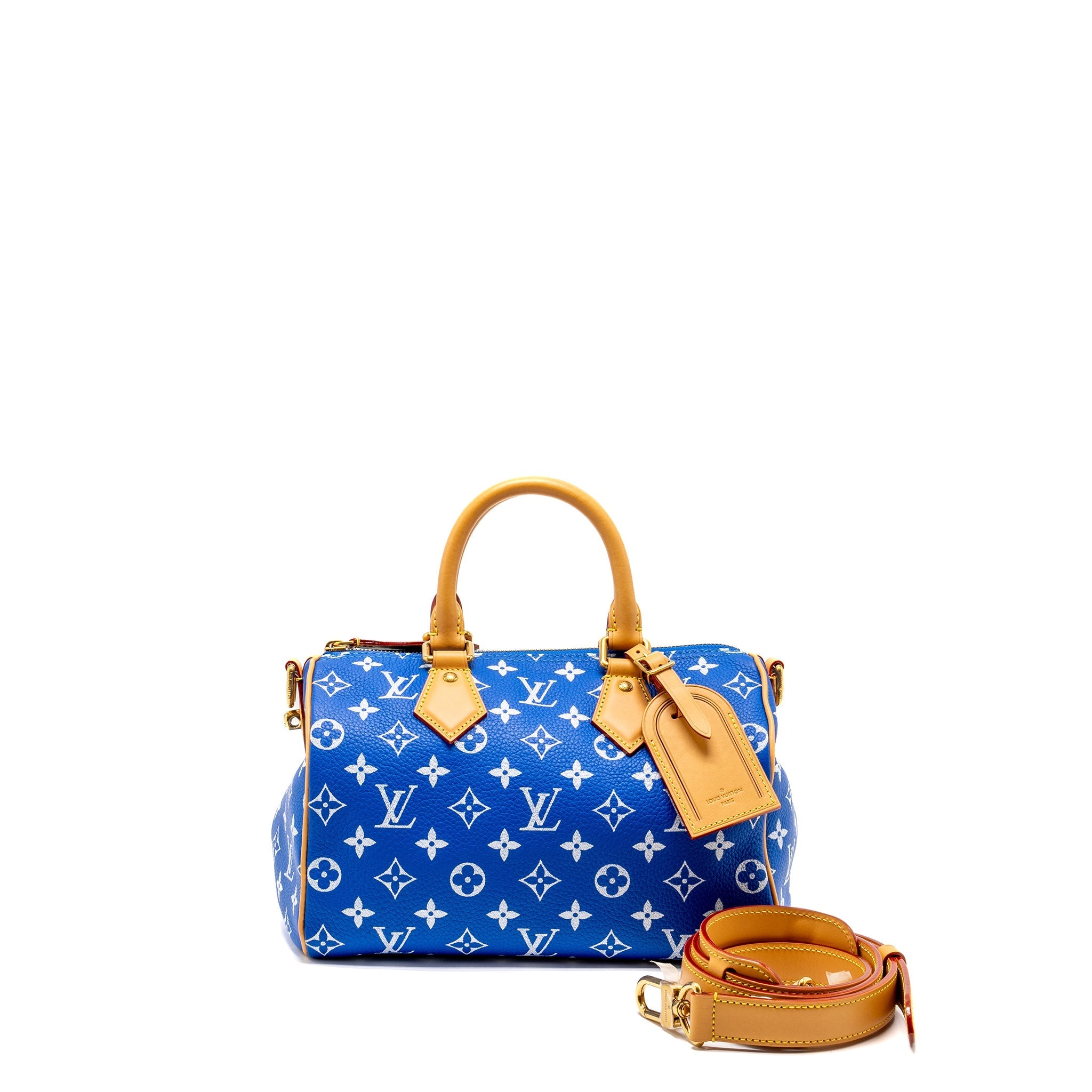 LOUIS VUITTON SPEEDY P9 BANDOULIERE 25 MONOGRAM SOFT CALFSKIN BLEU GHW